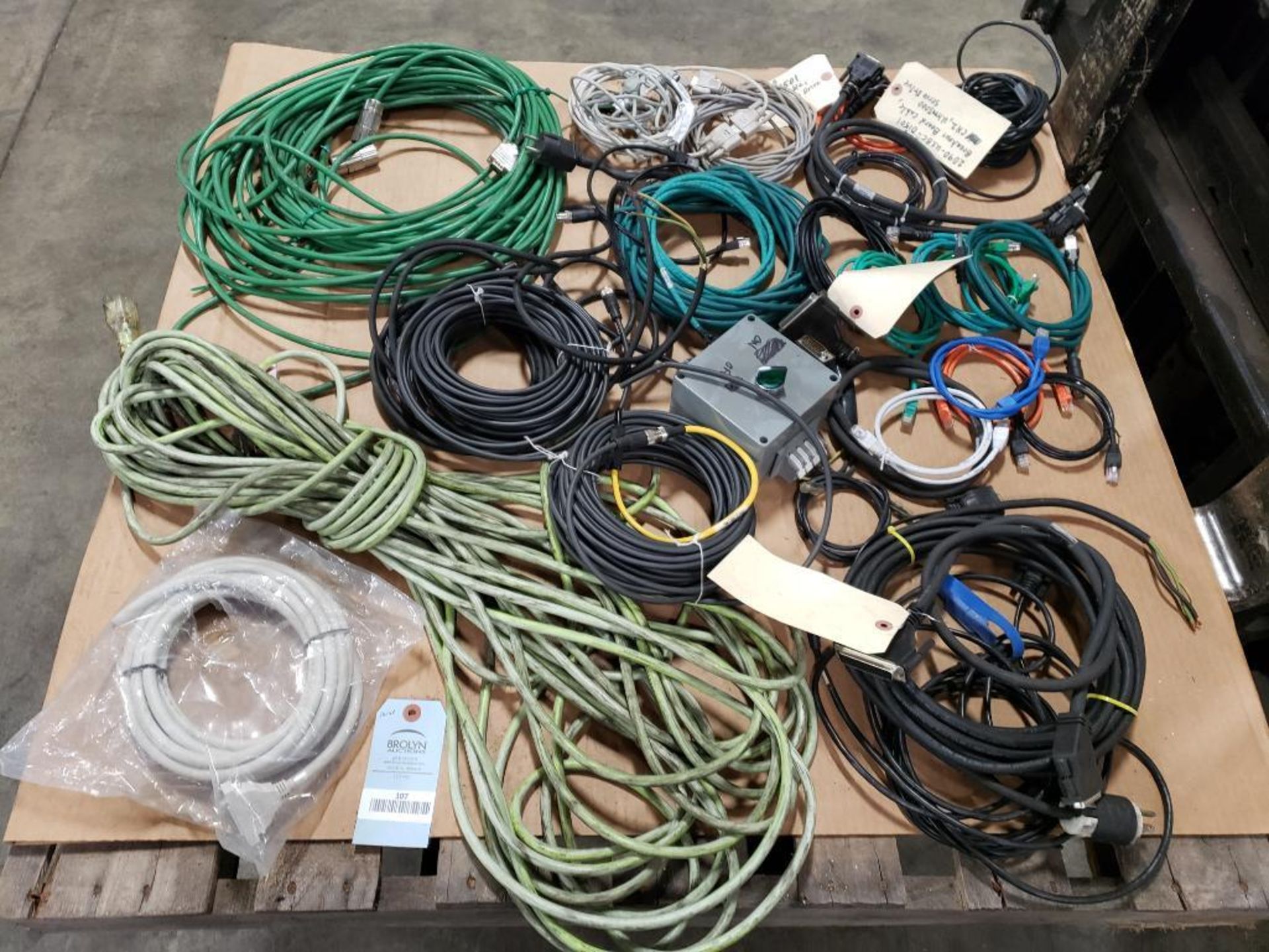 Pallet of assorted electrical connection wires.