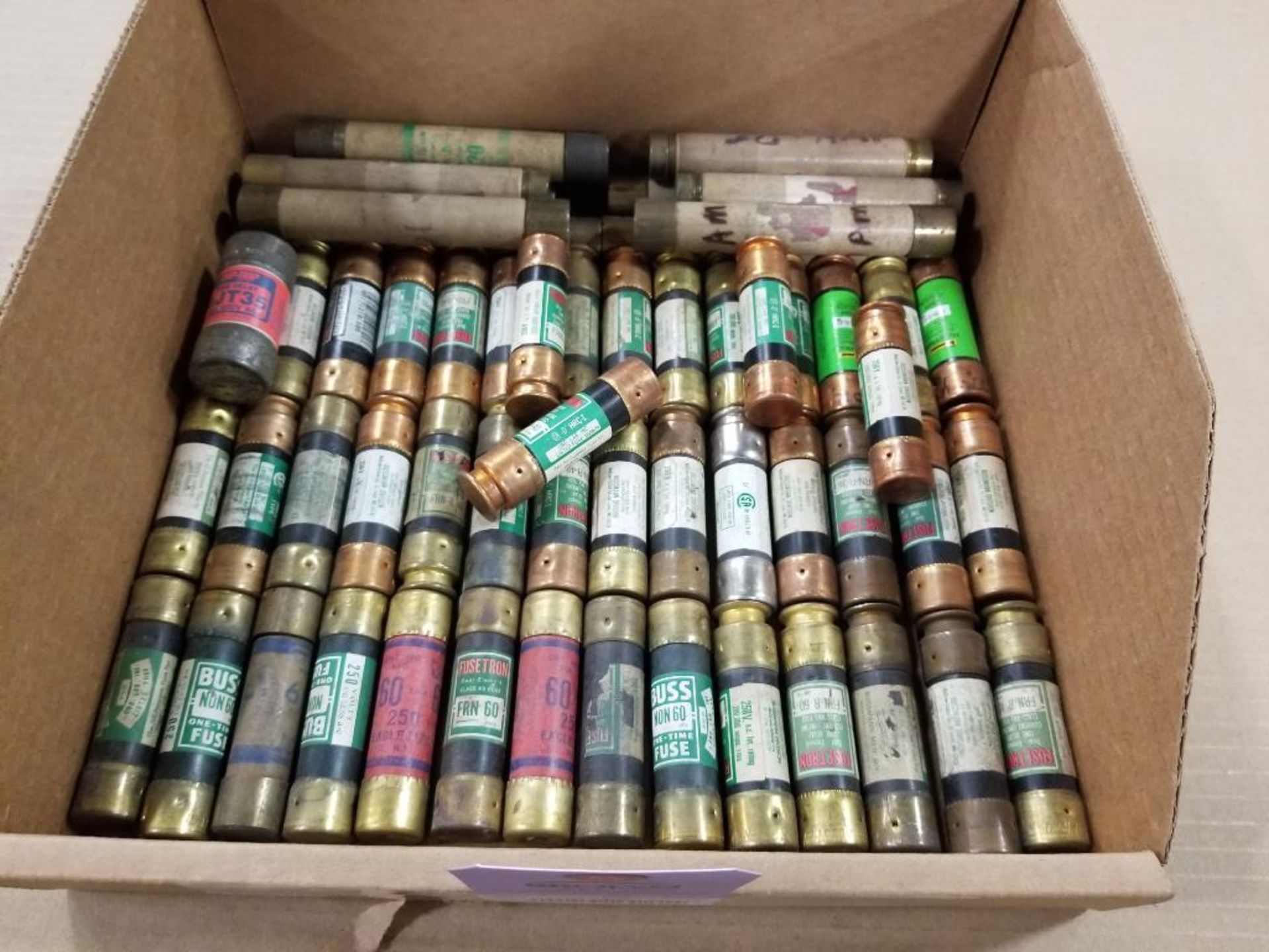Assorted fuses. Buss, Fusetron.