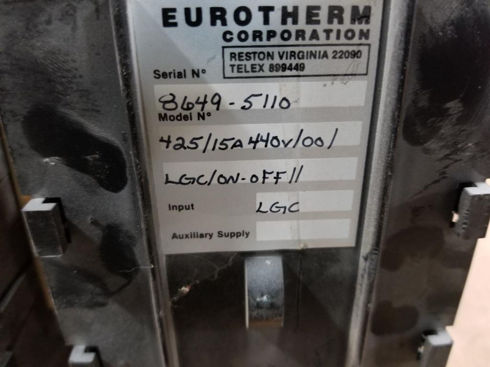 Qty 3 - Eurotherm 425/15A/440V//LGC/on-off// current controller. Ser # 8649-5111. - Image 10 of 12