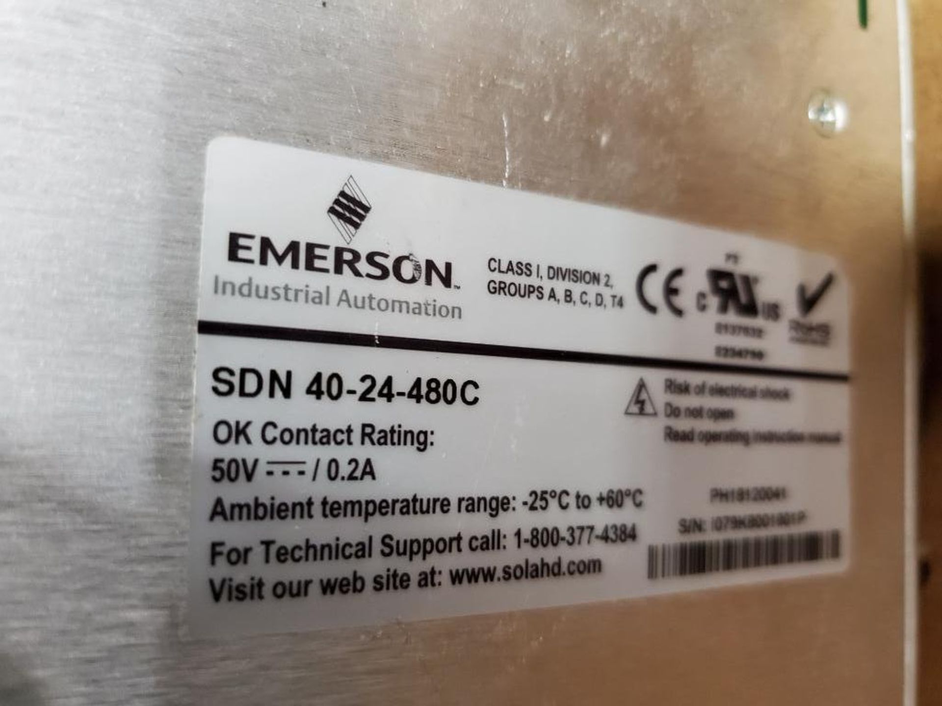 Emerson Sola SDN40-24-480C power supply. - Image 3 of 3