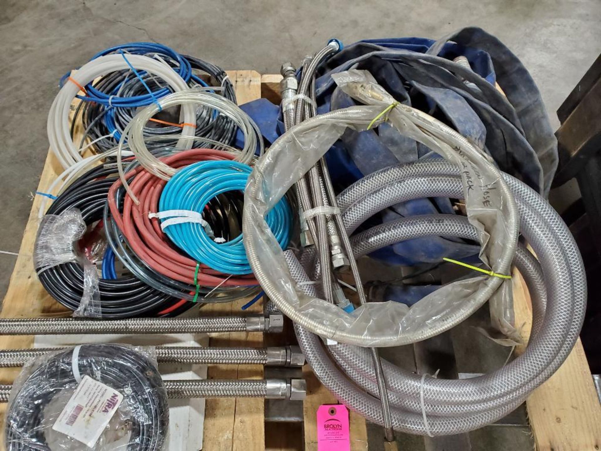 Pallet of assorted pneumatic and hydraulic tubing.