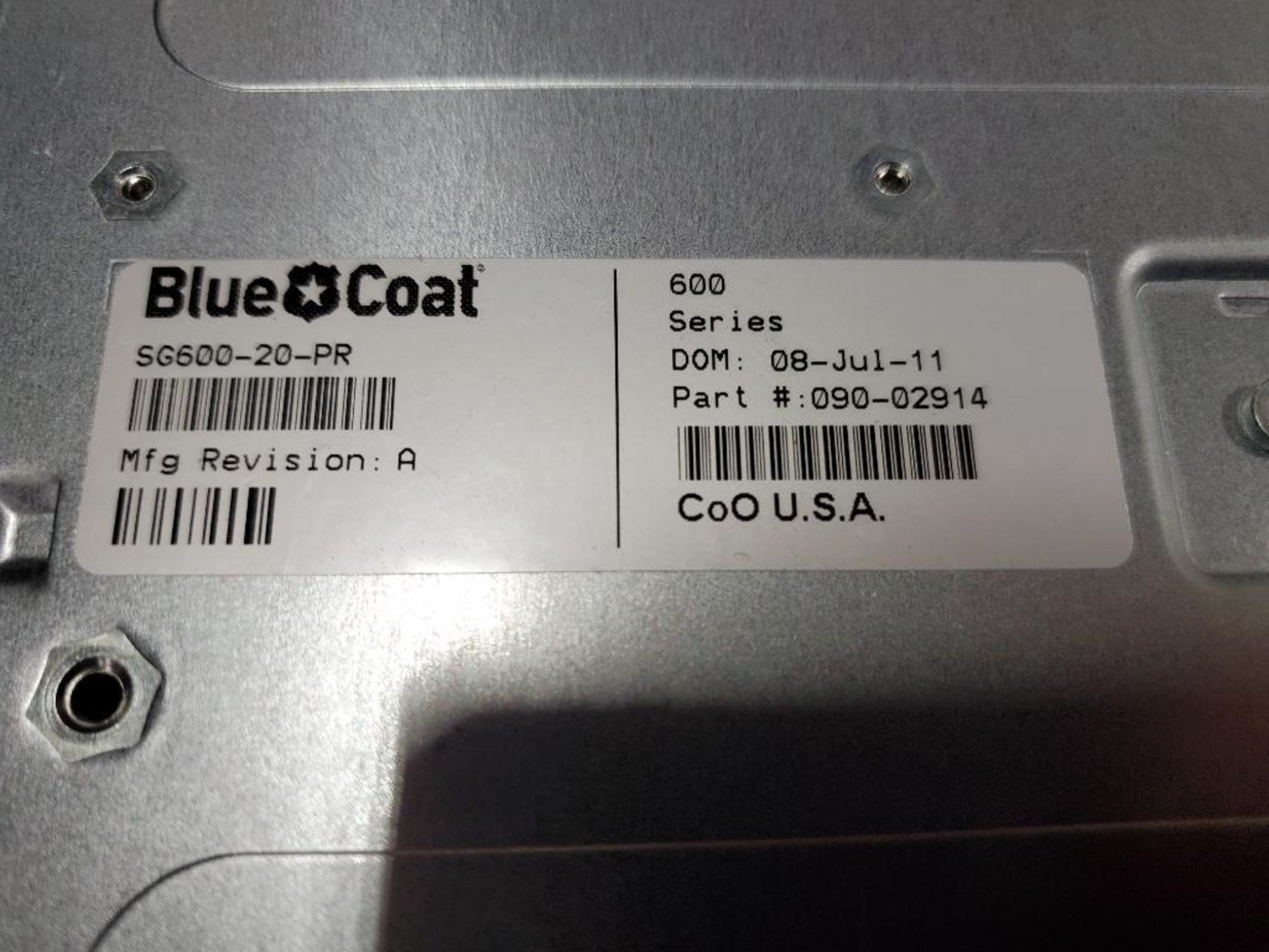 Blue Coat SGOS 5.X SG600-20-PR proxy server. - Image 9 of 10