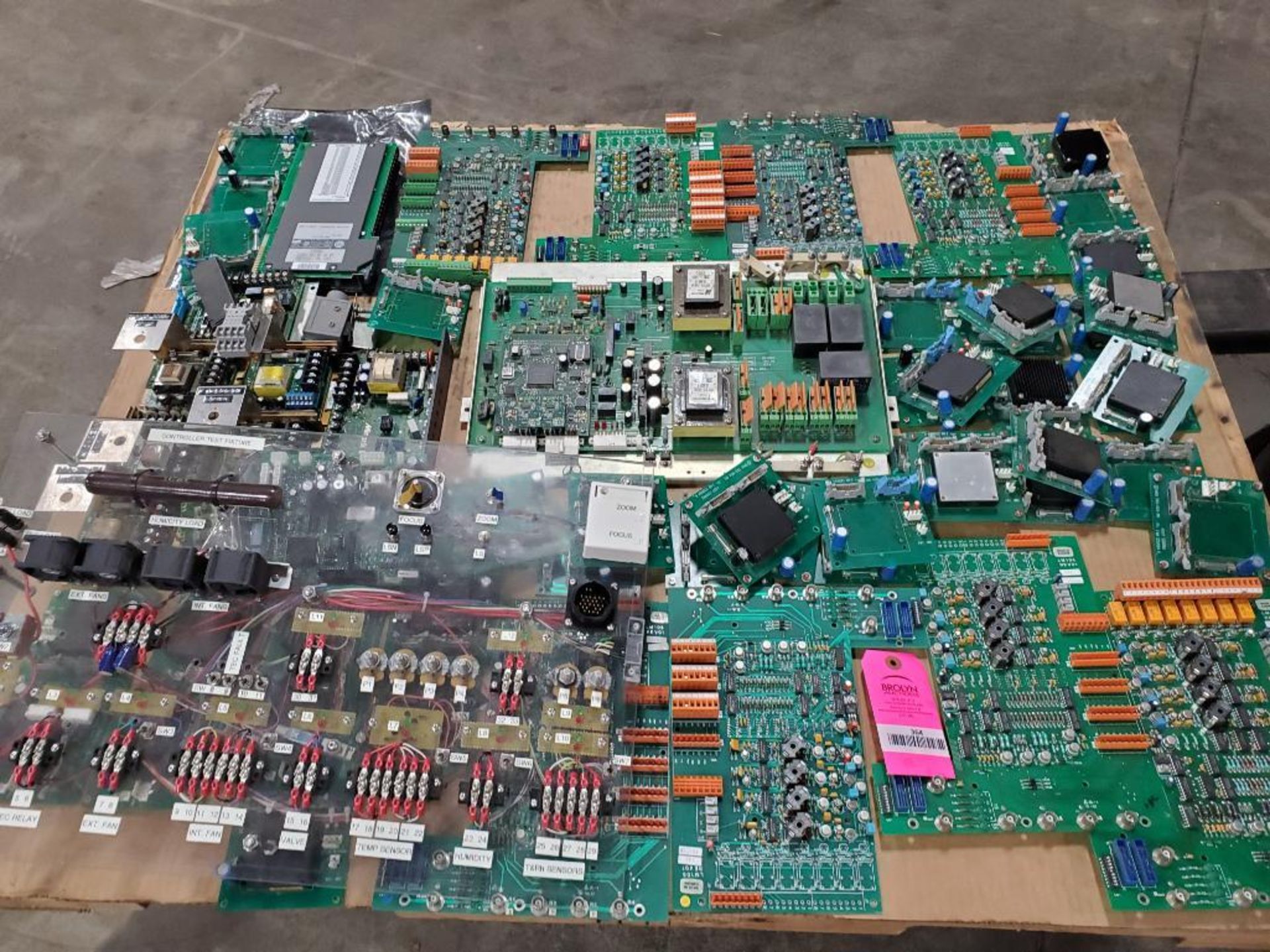 Pallet of assorted electrical control boards.