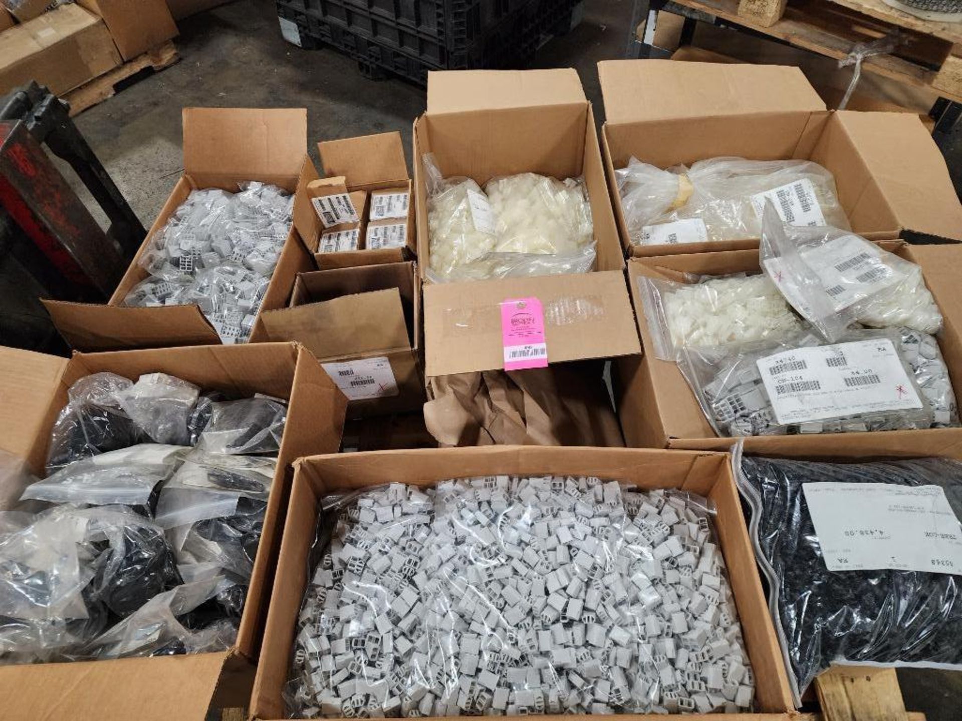 Pallet of assorted wire terminals.