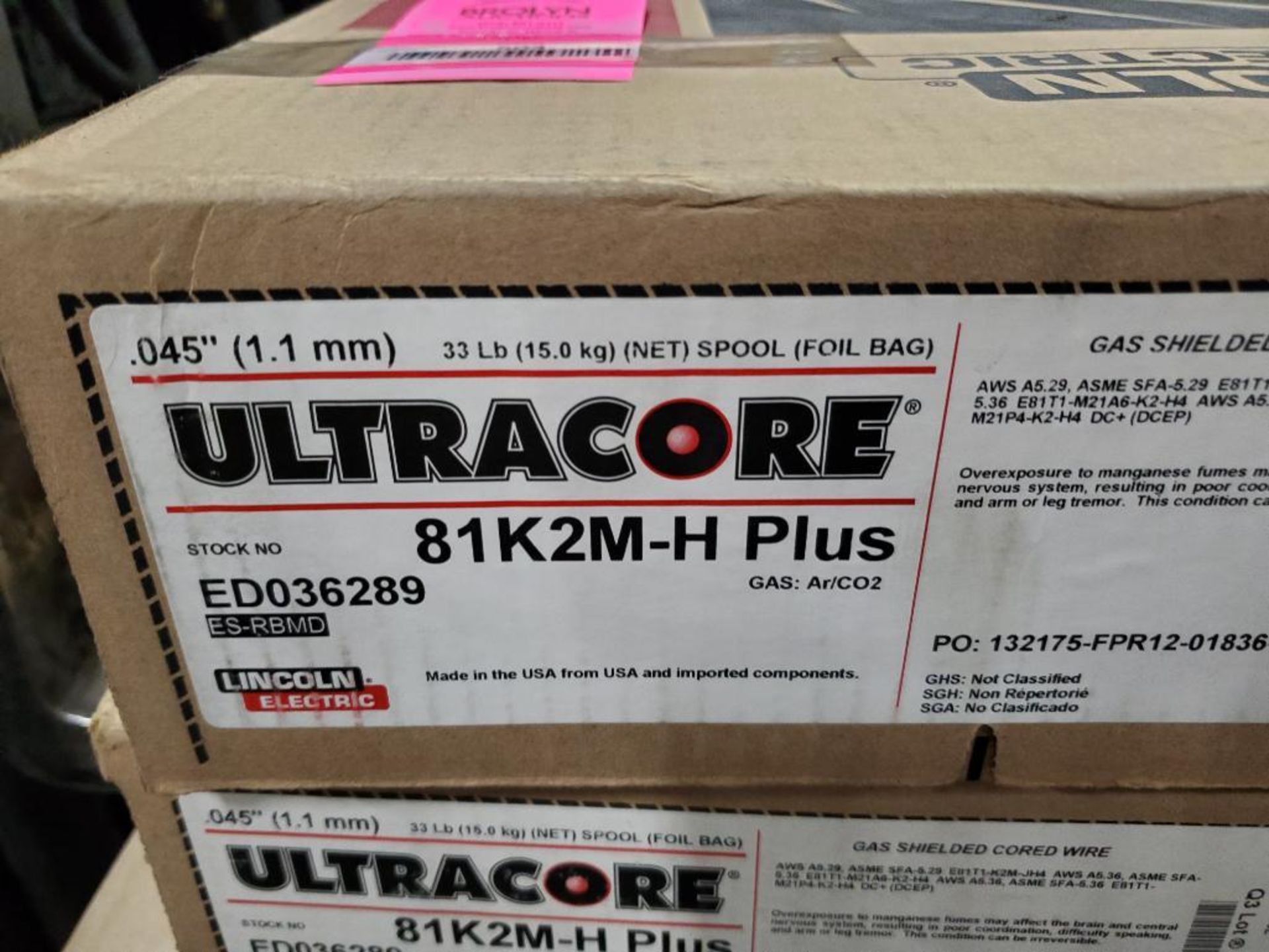 Qty 2 - Lincoln Electric Ultracore 81K2M-H Plus .045", 33LB gas shielded cored wire. - Image 2 of 4