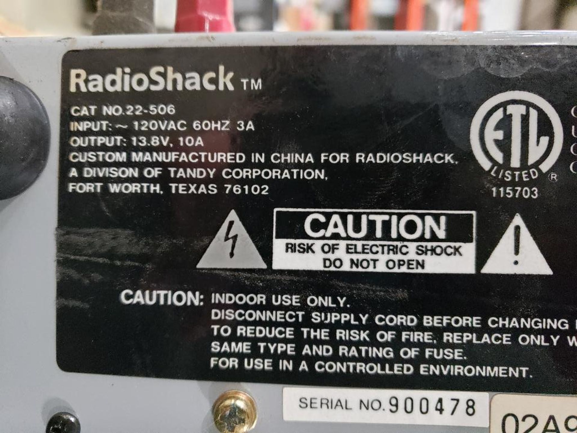 Qty 5 - RadioShack 13.8v power supplies. 10amp. - Image 9 of 10