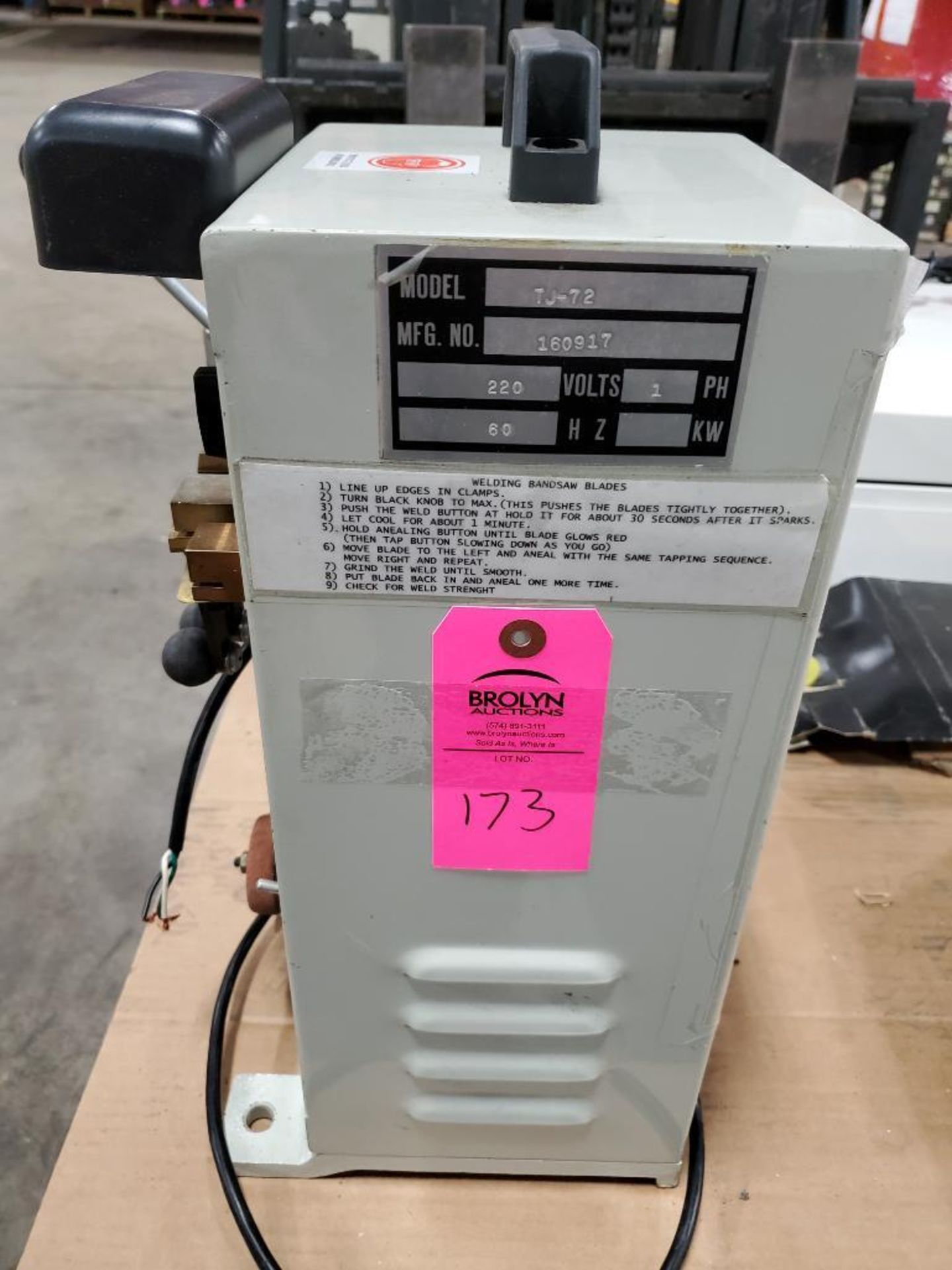 T-Jaw blade welder. Model TJ-72. 220v single phase. - Image 6 of 8