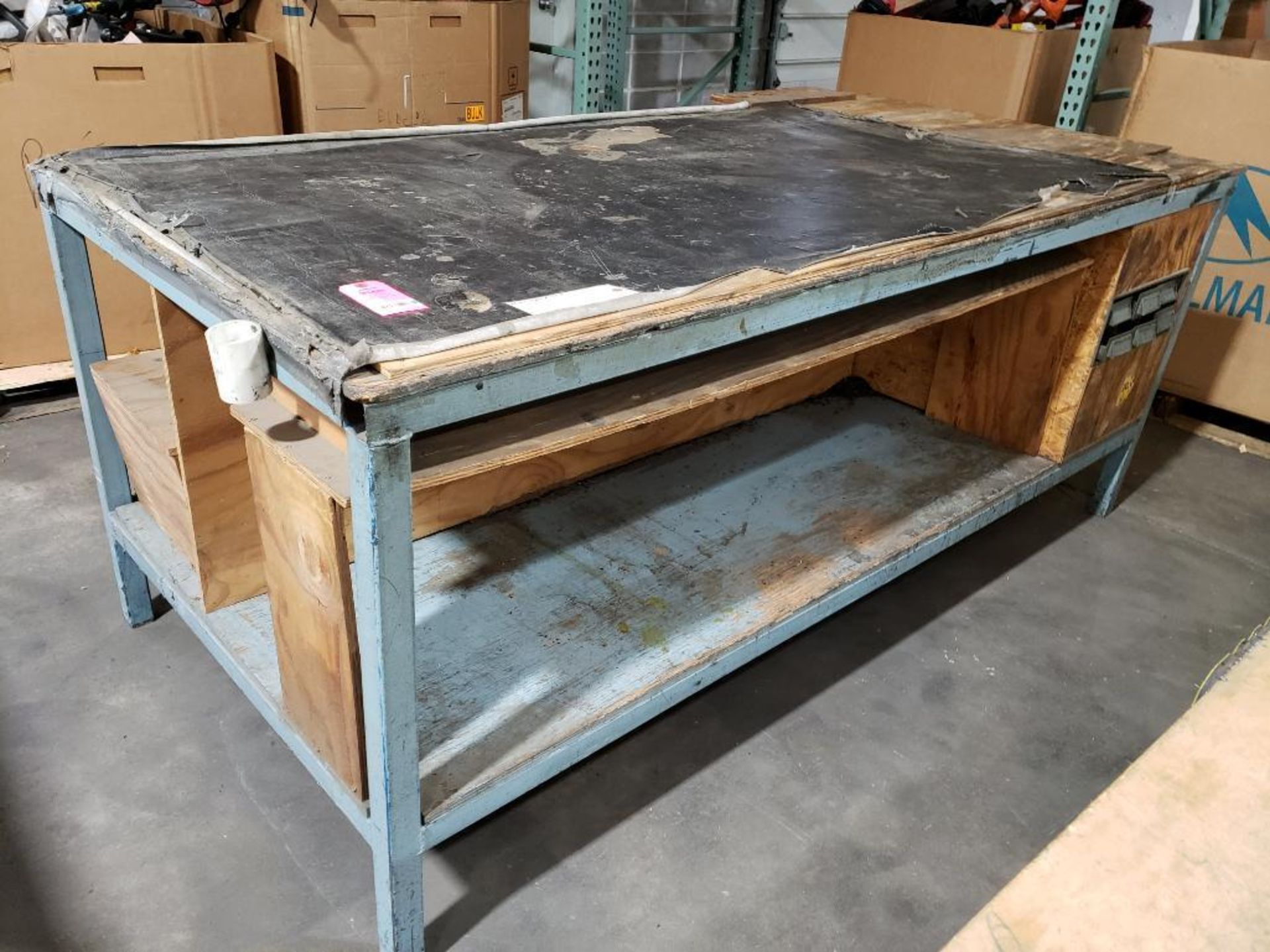 Heavy duty workbench. 95in wide x 48in deep x 40in tall.