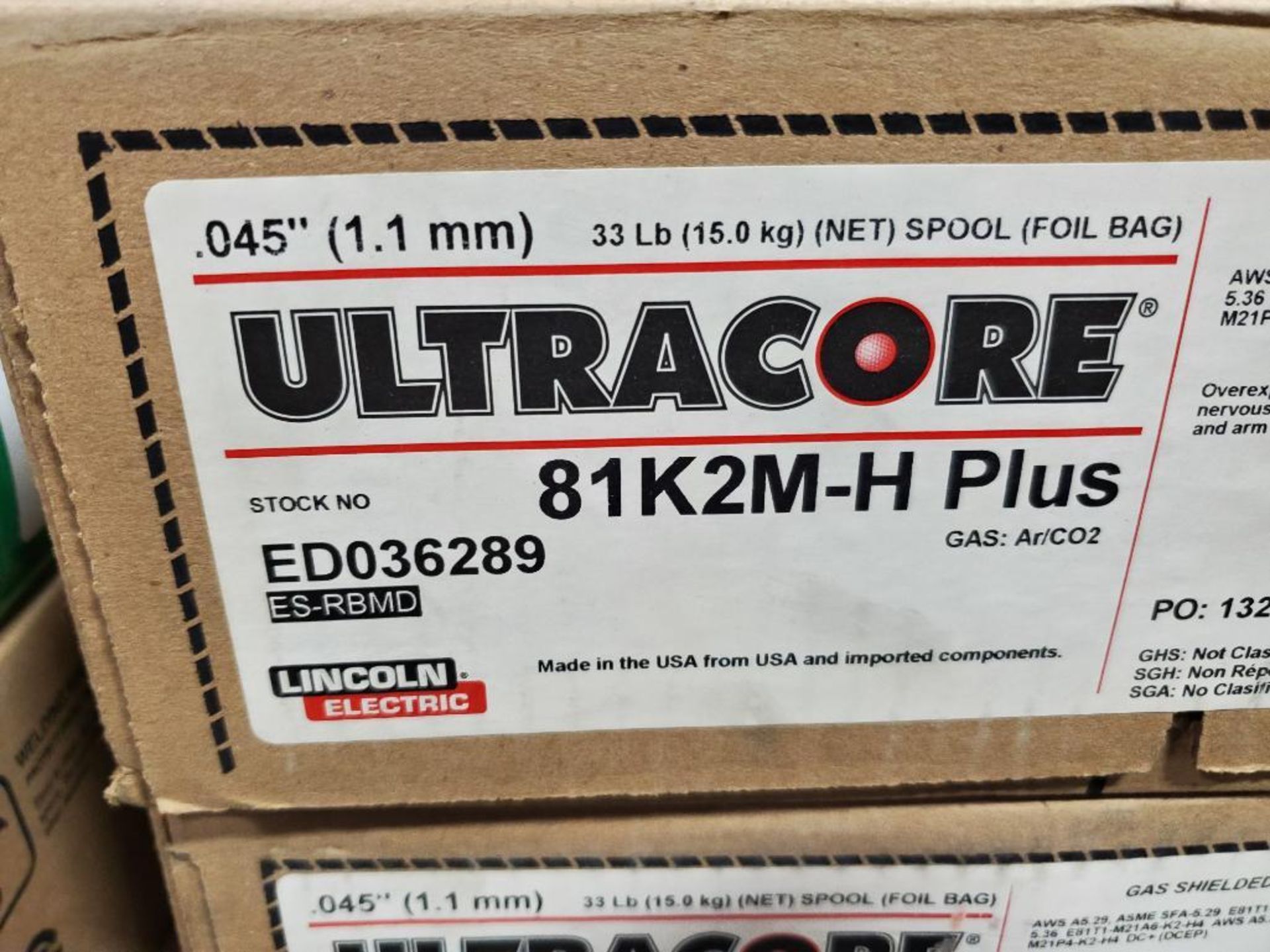 Qty 2 - Lincoln Electric Ultracore 81K2M-H Plus .045", 33LB gas shielded cored wire. - Image 2 of 4