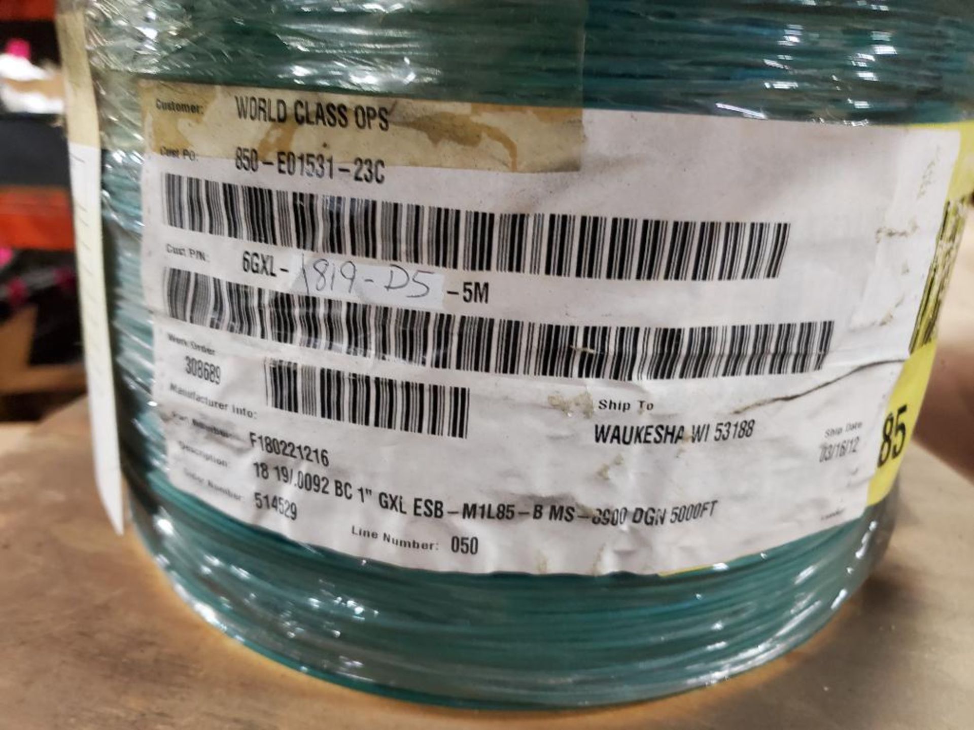 49lbs Full roll of 18 gauge dark green stranded copper wire. Gross roll weight include spool. - Image 3 of 5
