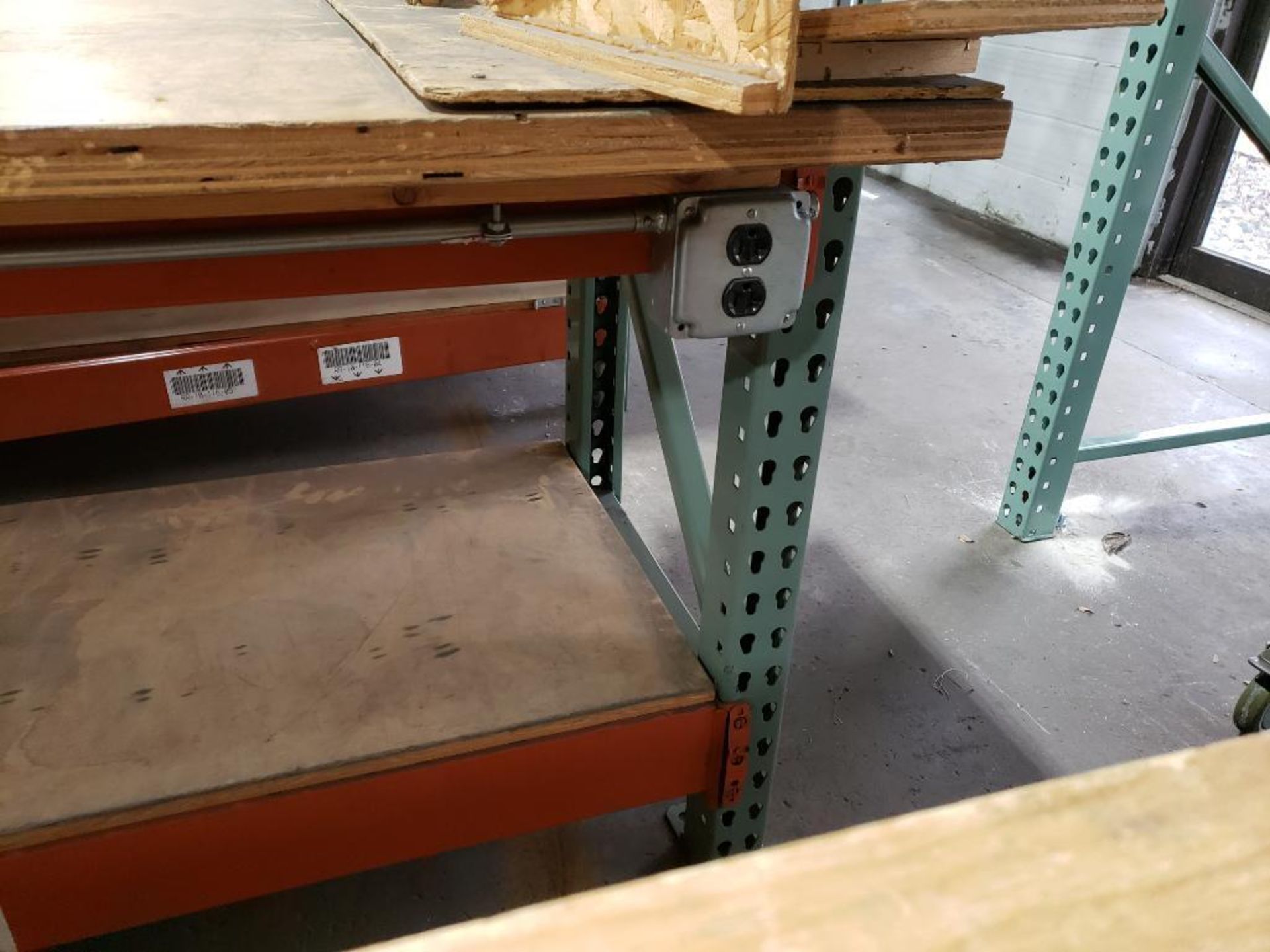 Heavy duty pallet rack built workbench. 96in wide x 36in deep x 36in tall. - Image 4 of 5