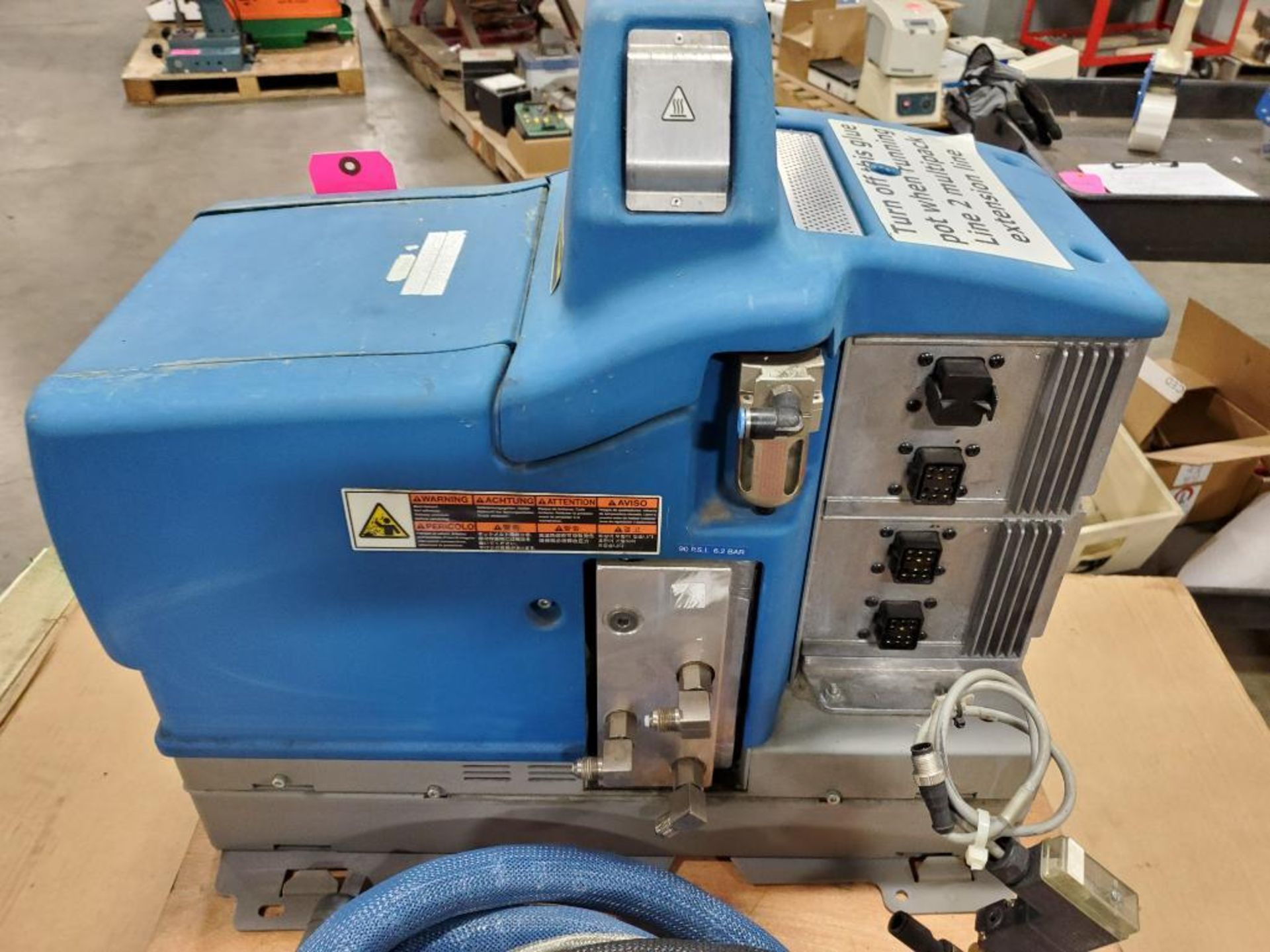 Nordson hot melt adhesive applicating machine. Model PRO Blue 7. Includes 2 hoses and heads. - Image 11 of 14