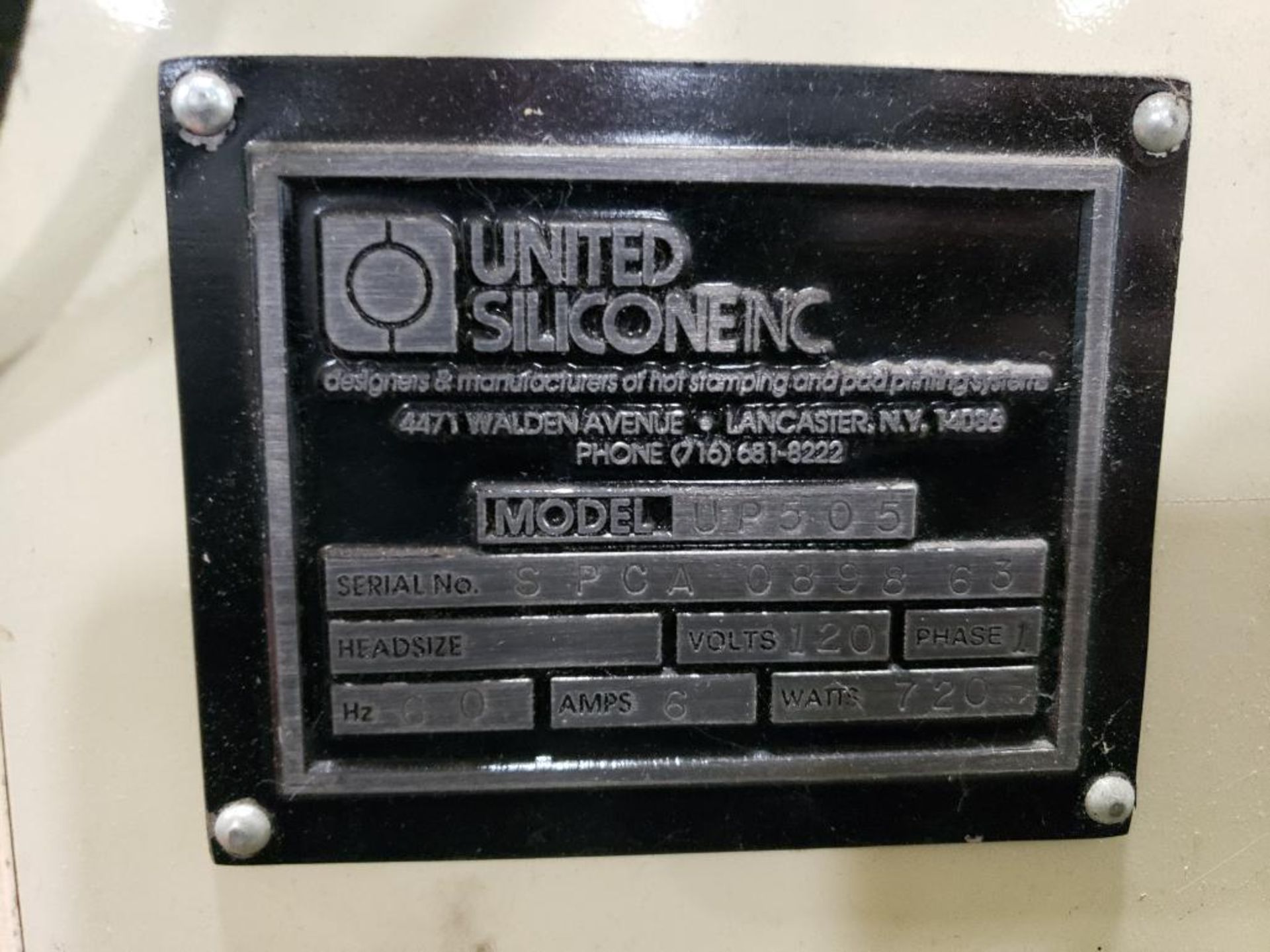 United Silicone Uni-Printer pad printing machine. Model UP505. 120v single phase. - Image 7 of 21
