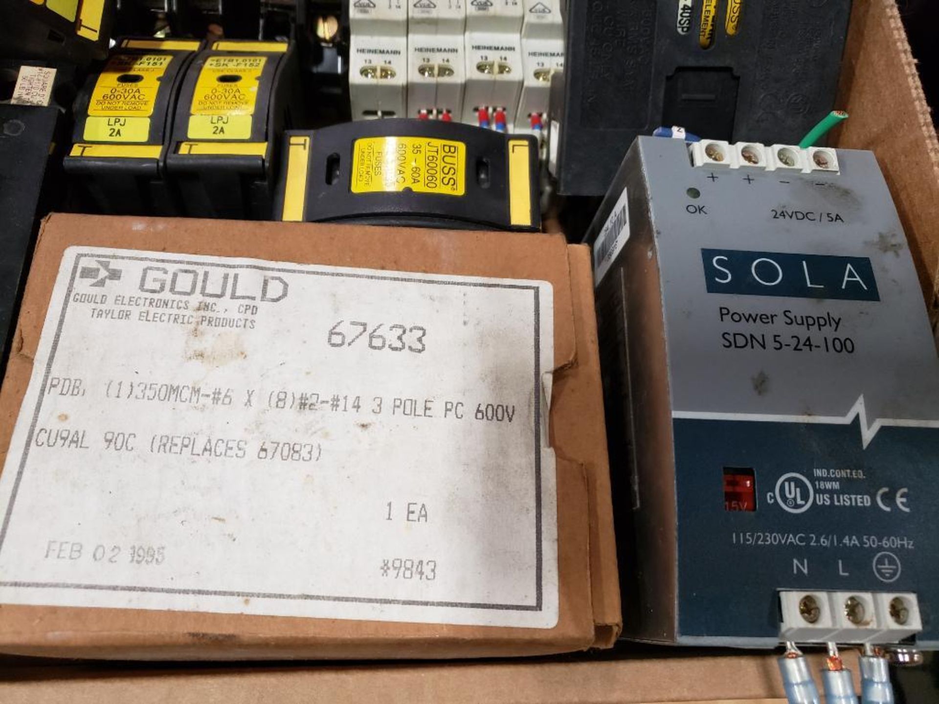 Assorted electrical power supply, breakers, fuse holder. Sola, Buss, Gould. - Image 4 of 6