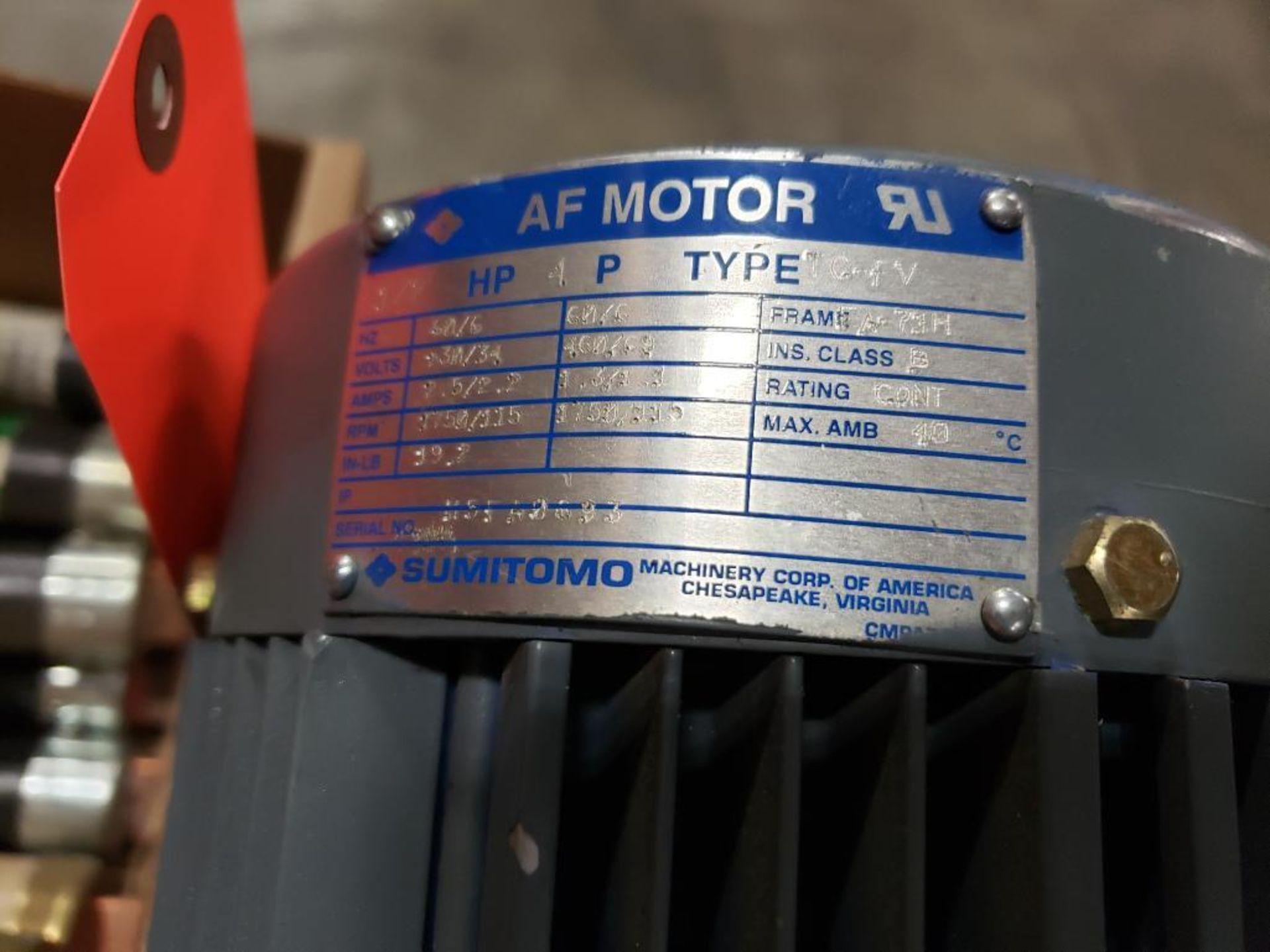 1/4HP Sumitomo AF motor M5FEE455P. 230/460V, 1750RPM. SM-HYPONIC gearbox. - Image 5 of 8