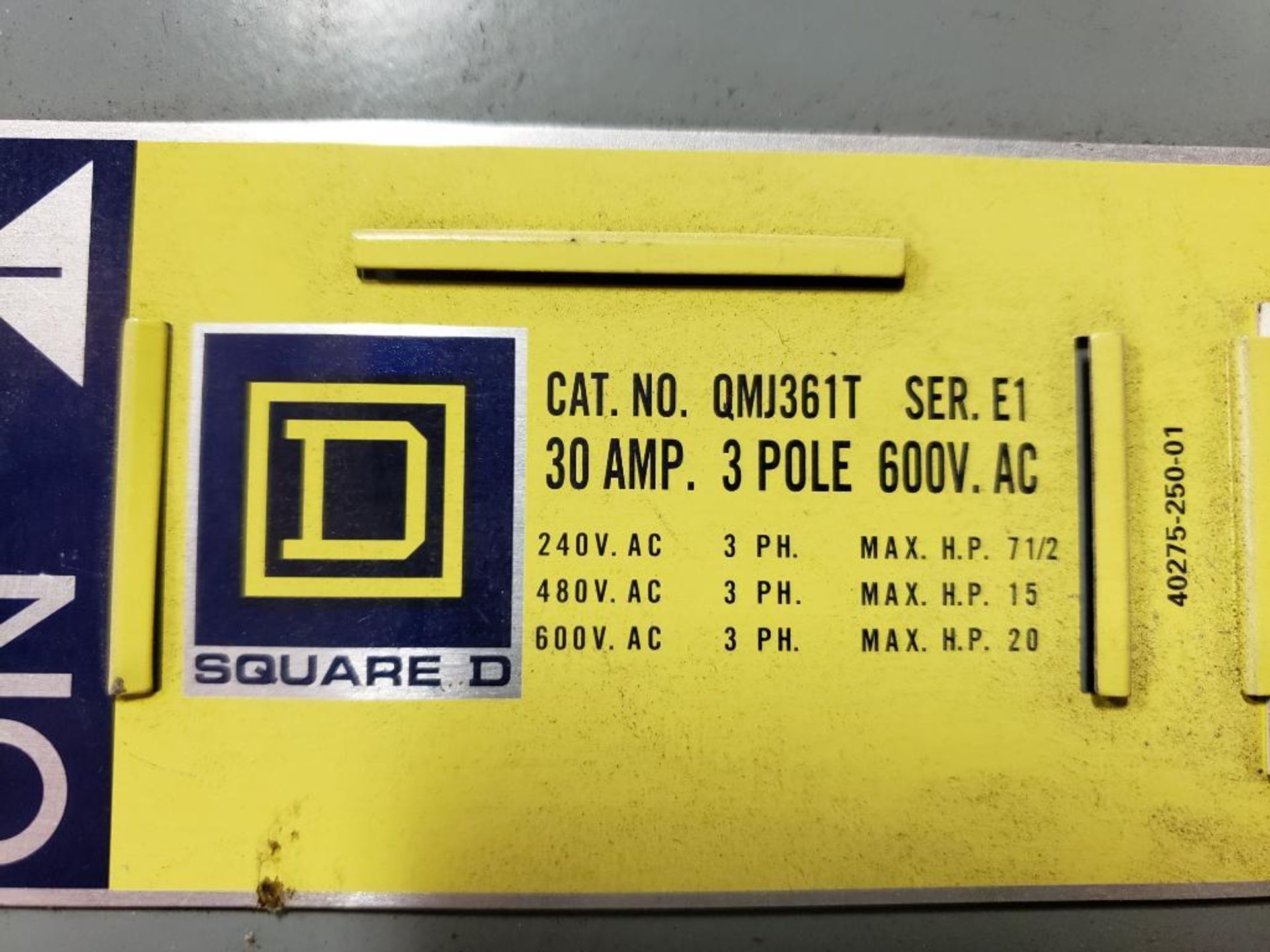 Qty 2 - Square D QMJ361T Twin fusible branch switch unit. 30AMP, 3-Pole, 600VAC. - Image 6 of 11