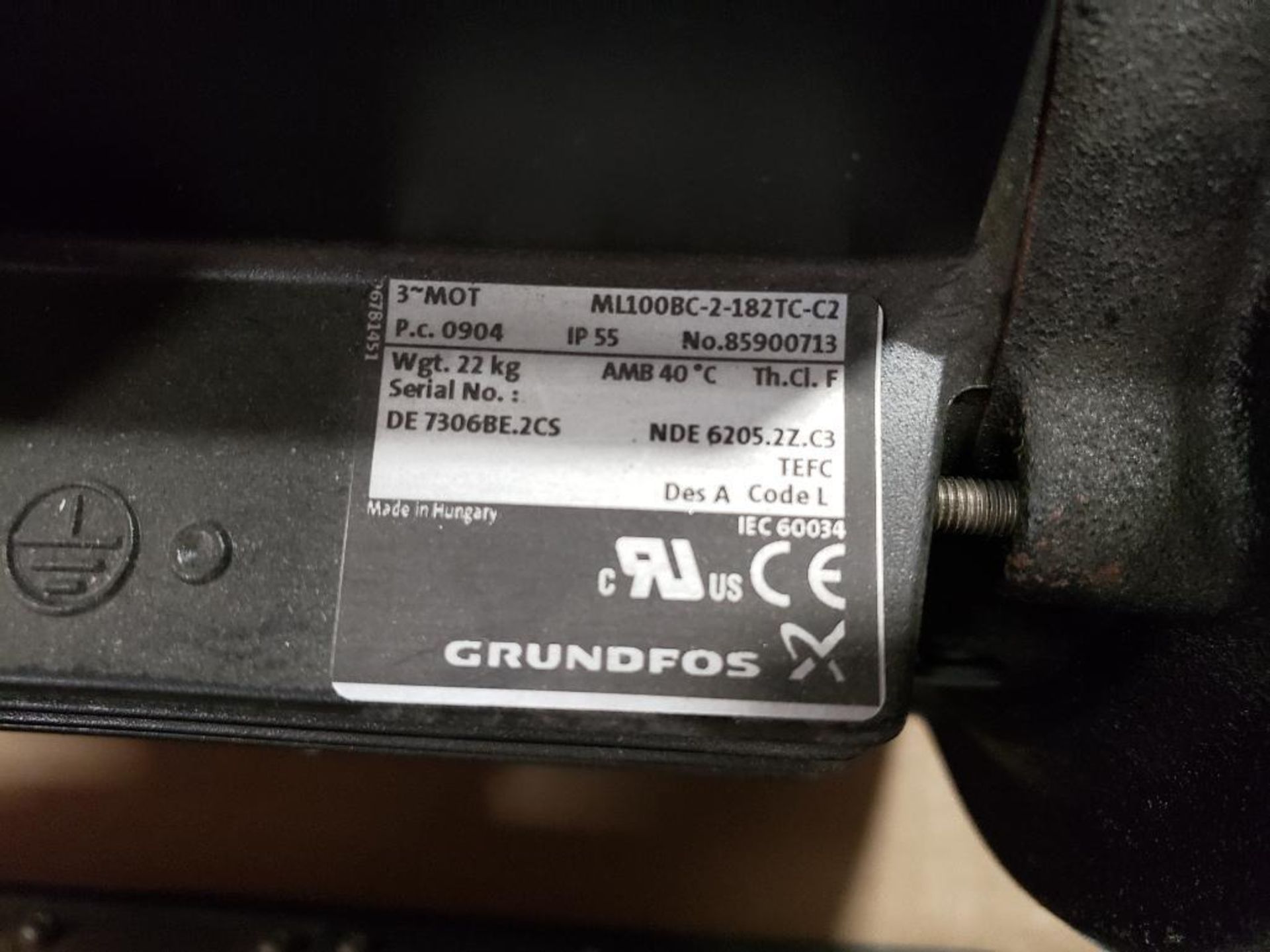 5HP Grundfos ML100BC-2-182TC-C2 motor. 3PH, 208-230/460V, 2880RPM. - Image 3 of 7