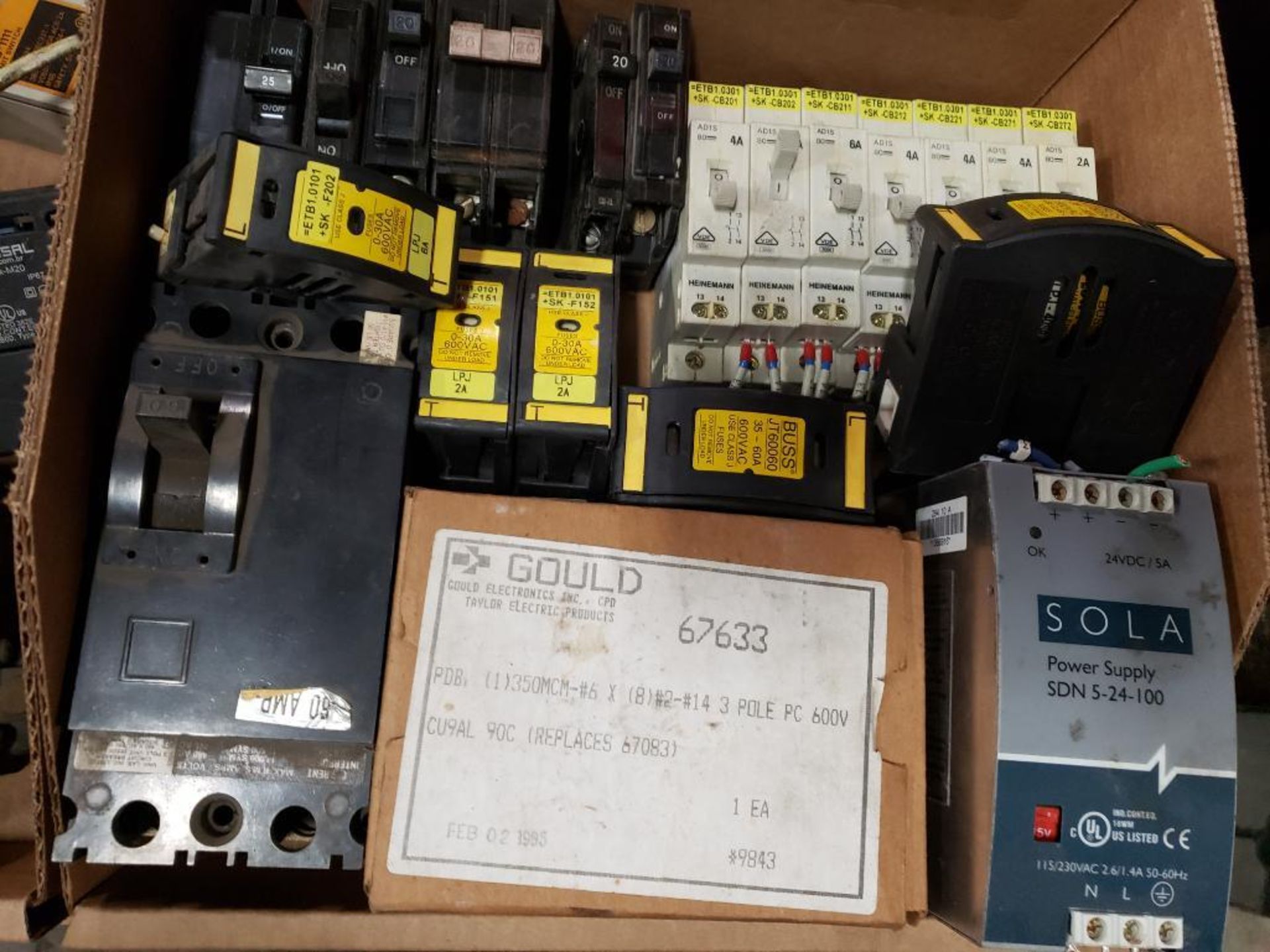Assorted electrical power supply, breakers, fuse holder. Sola, Buss, Gould. - Image 6 of 6