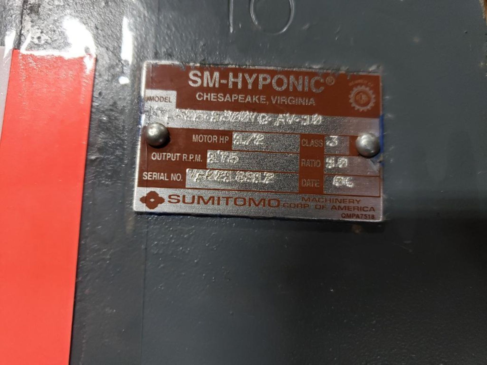 1/4HP Sumitomo AF motor M5FEE455P. 230/460V, 1750RPM. SM-HYPONIC gearbox. - Image 6 of 8