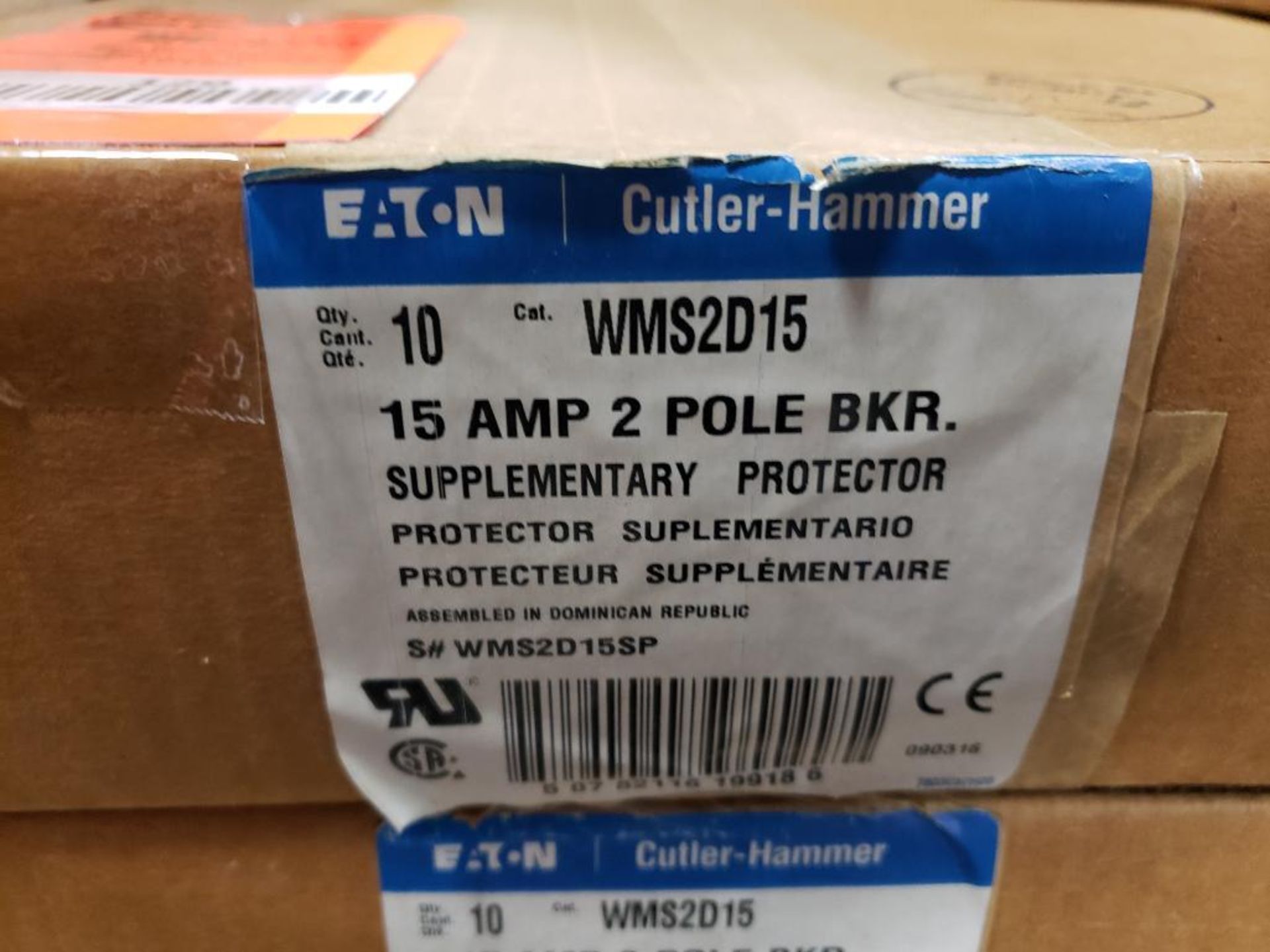 Qty 20 - Cutler Hammer WMS2D15 15AMP 2-Pole breaker. (2) 10Ct boxes. New in sealed box. - Image 2 of 3