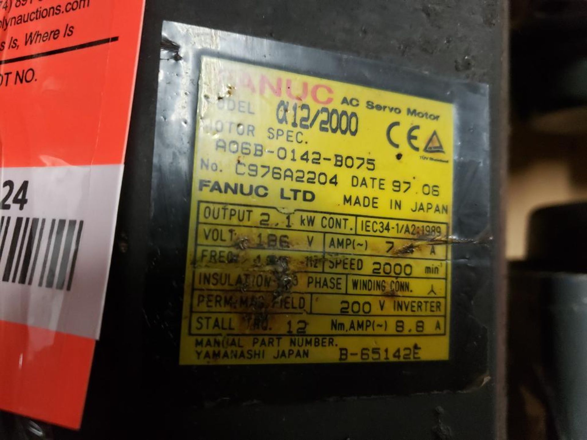 GR Fanuc A12/2000 AC Servo Motor. A06B-0142-B075. - Image 3 of 5