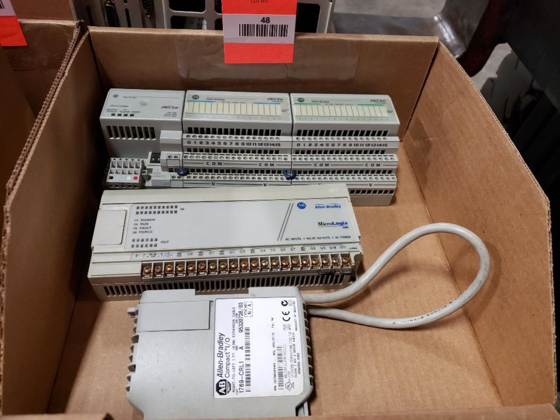Assorted Allen Bradley controllers. Flex I/O, MicroLogix, Compact I/O.