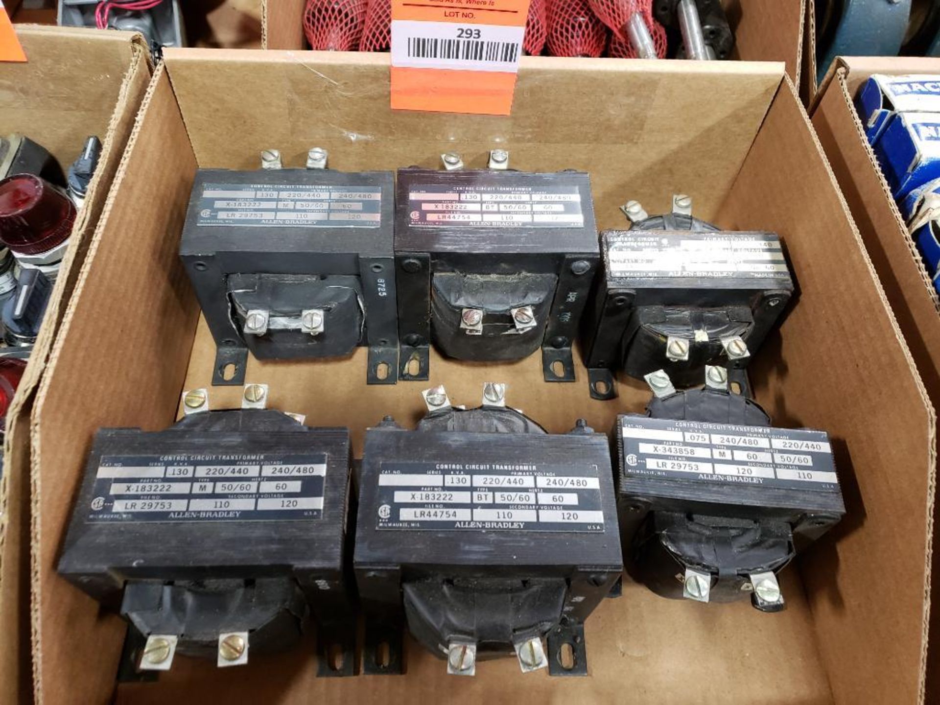 Qty 6 - Assorted electrical transformers. Allen Bradley.