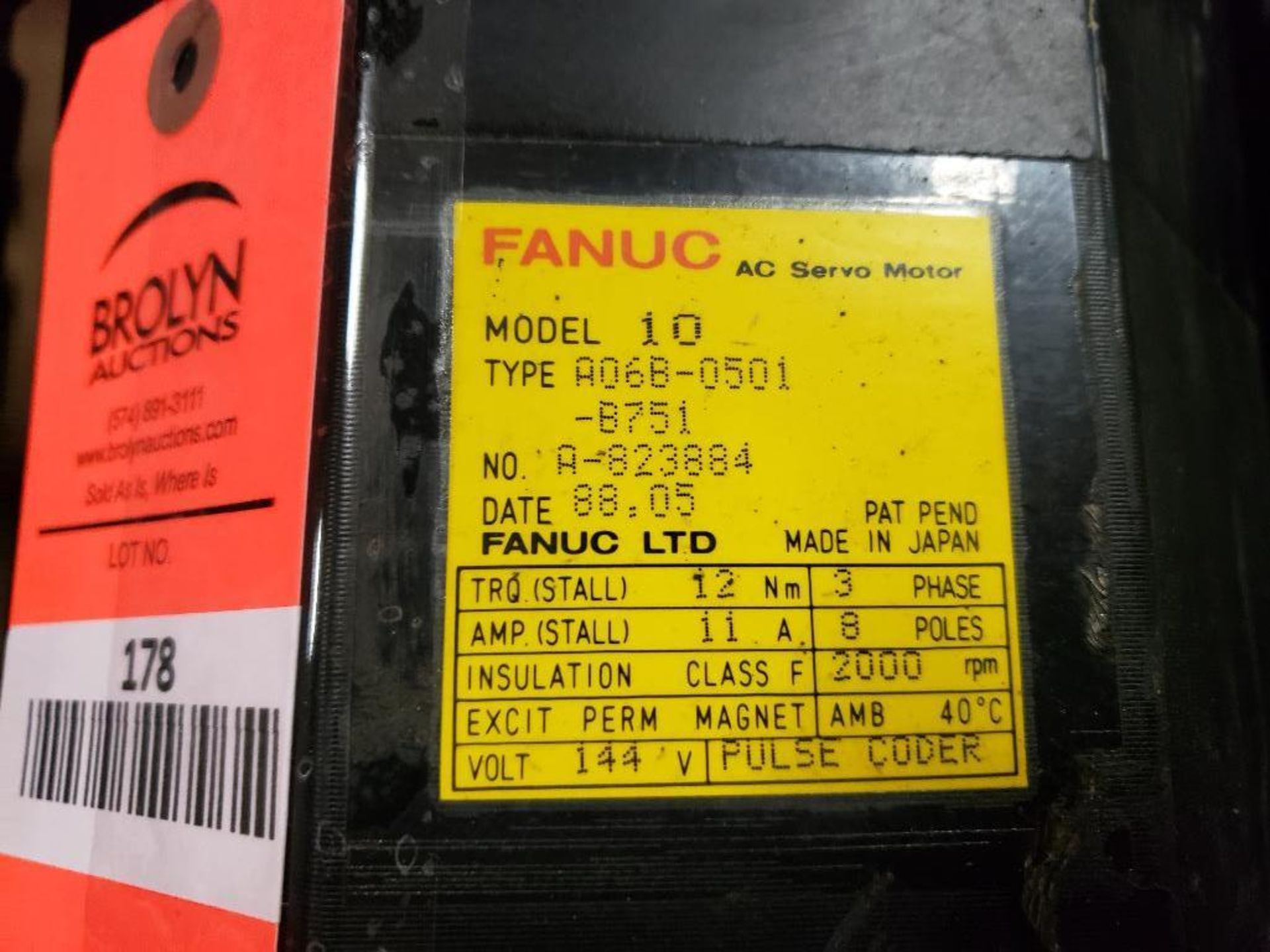 Fanuc A06BG-0501-B751 AC servo motor. 3PH, 2000RPM. - Image 2 of 5