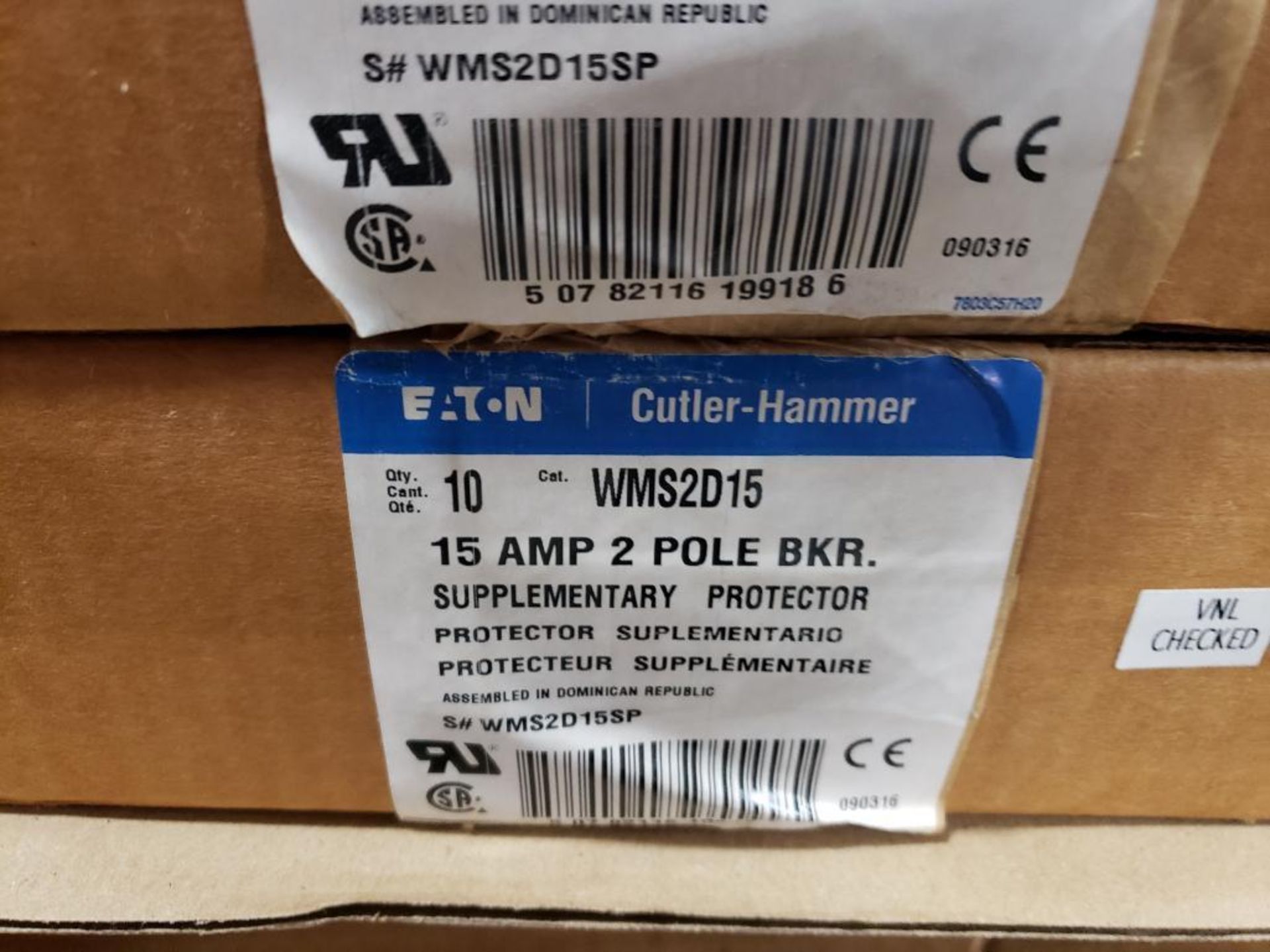 Qty 20 - Cutler Hammer WMS2D15 15AMP 2-Pole breaker. (2) 10Ct boxes. New in sealed box. - Image 3 of 3