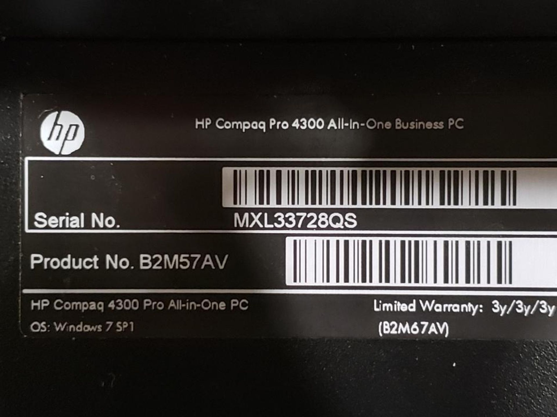 HP Compaq Pro 4300 All in one computer. B2M57AV. - Image 7 of 7