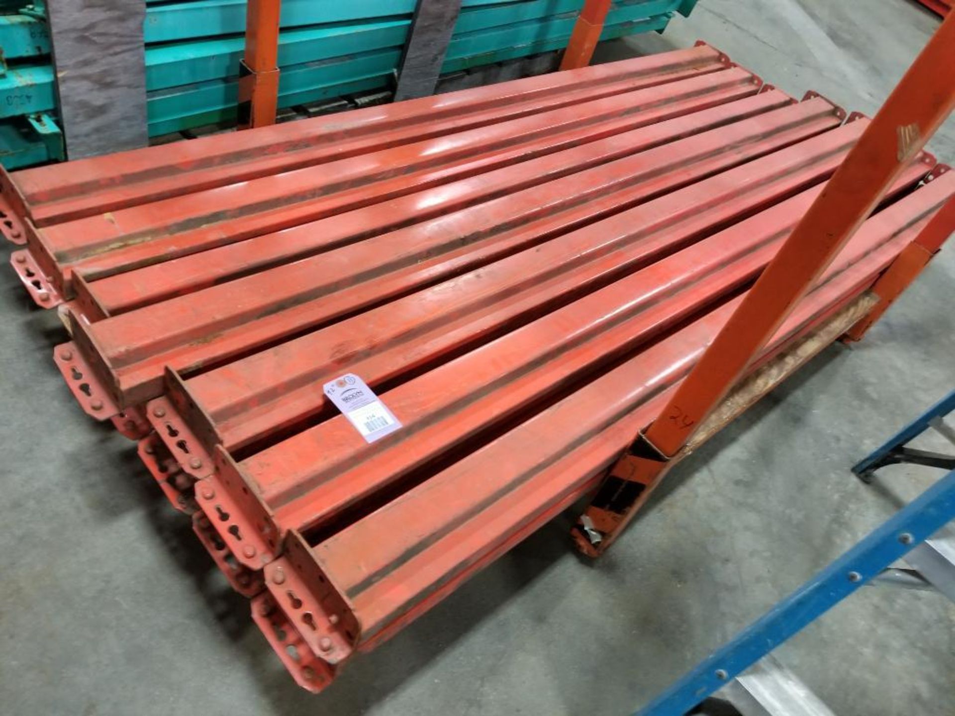 Qty 11 - Pallet rack cross bars. 92" length. Teardrop style.