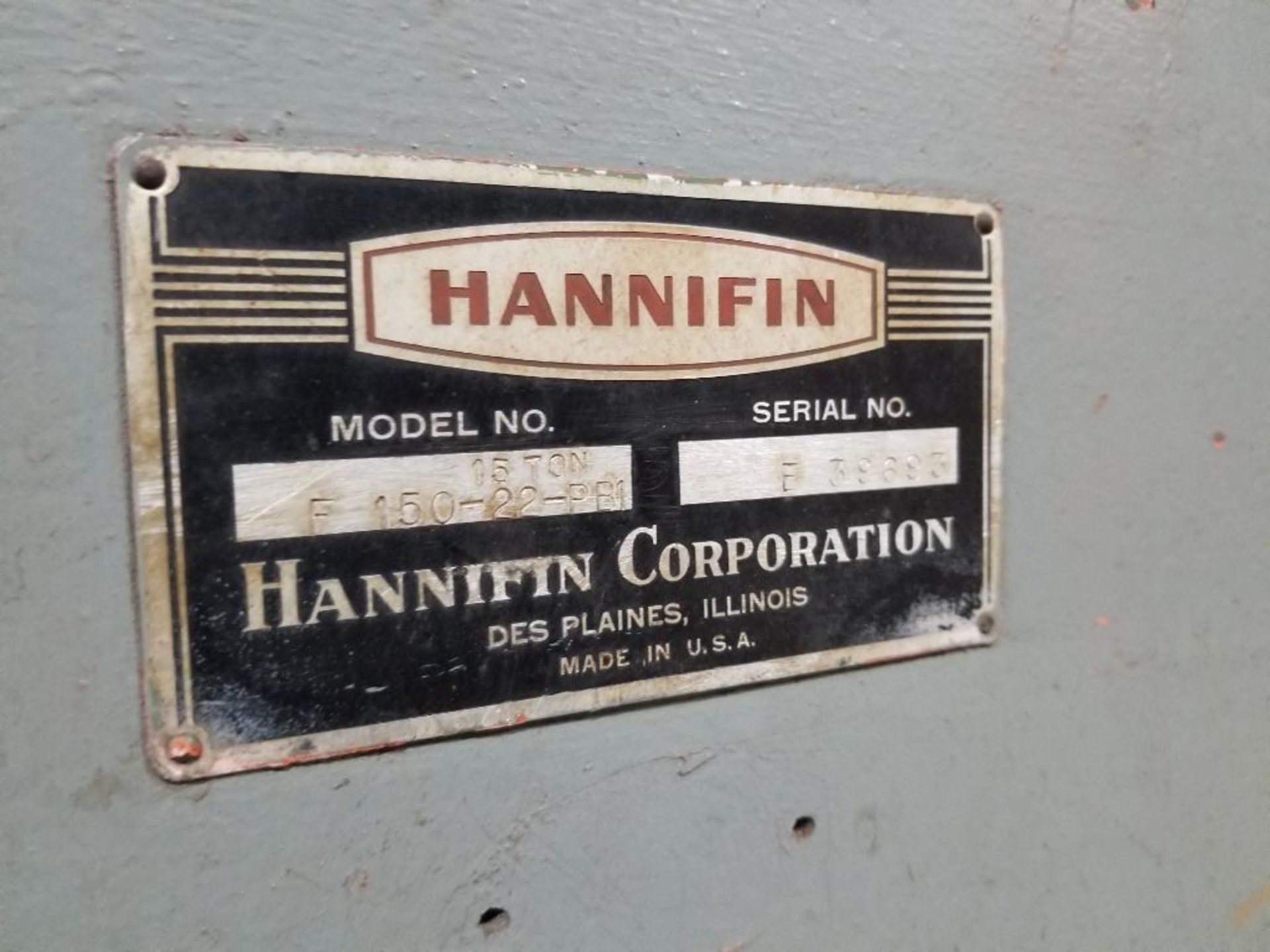 15 ton Hannifin hydraulic C-frame press. Model F150-22-BB1. Serial number F39693. - Image 8 of 16