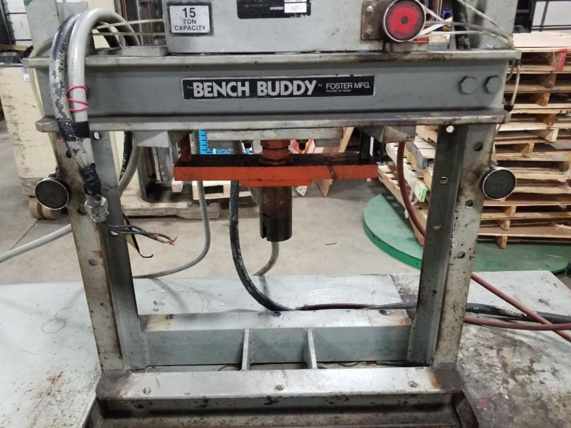 15 ton Bench Buddy hydraulic press with steel table. - Image 3 of 11
