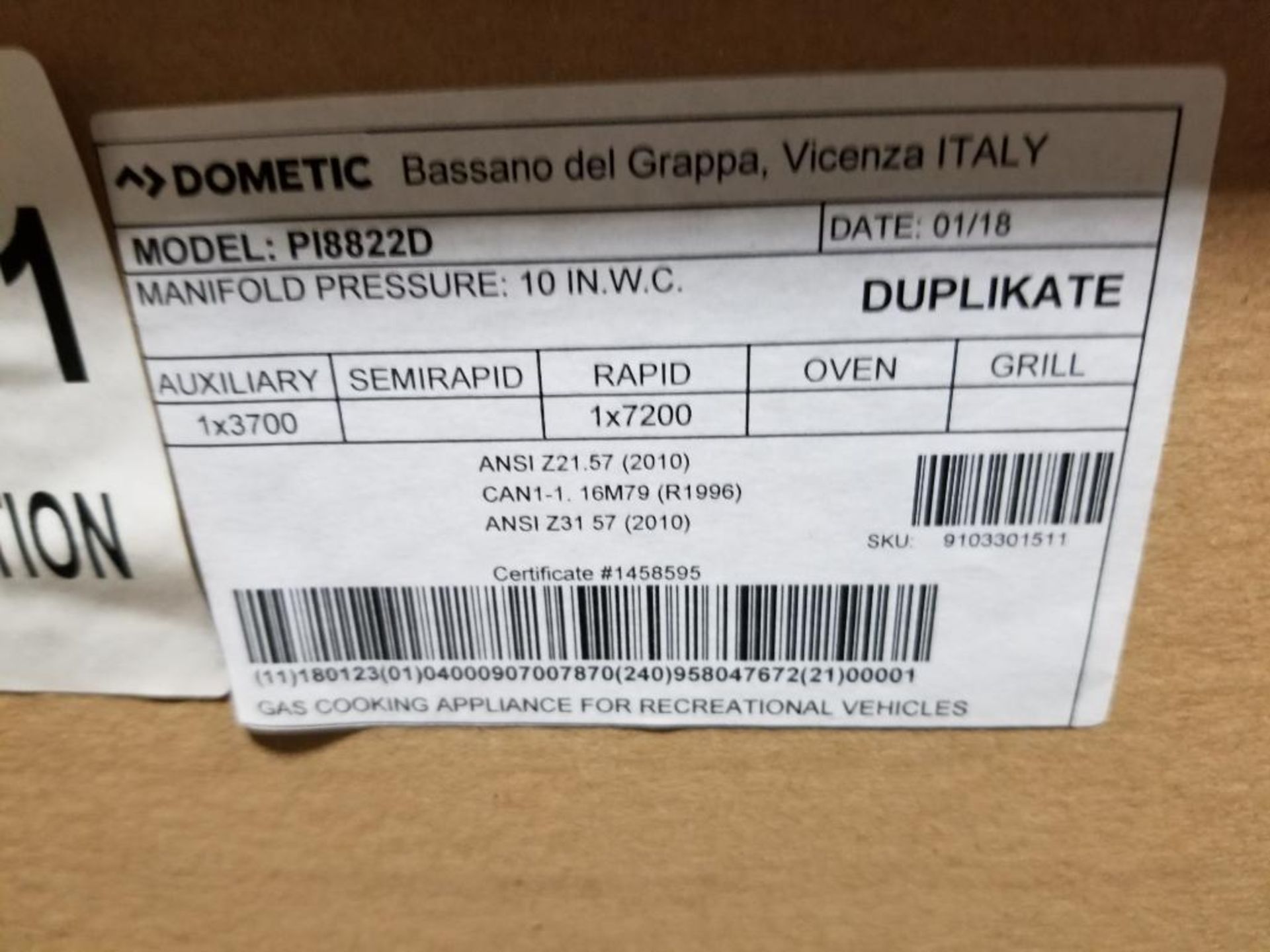 Qty 16 - Dometic drop in propane cooktop with closing cover. Part number PI8822 D. (4pk per box) - Image 3 of 5