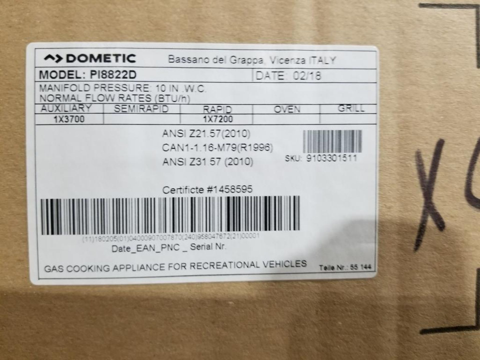 Qty 16 - Dometic drop in propane cooktop with closing cover. Part number PI8822 D. (4pk per box) - Image 4 of 6