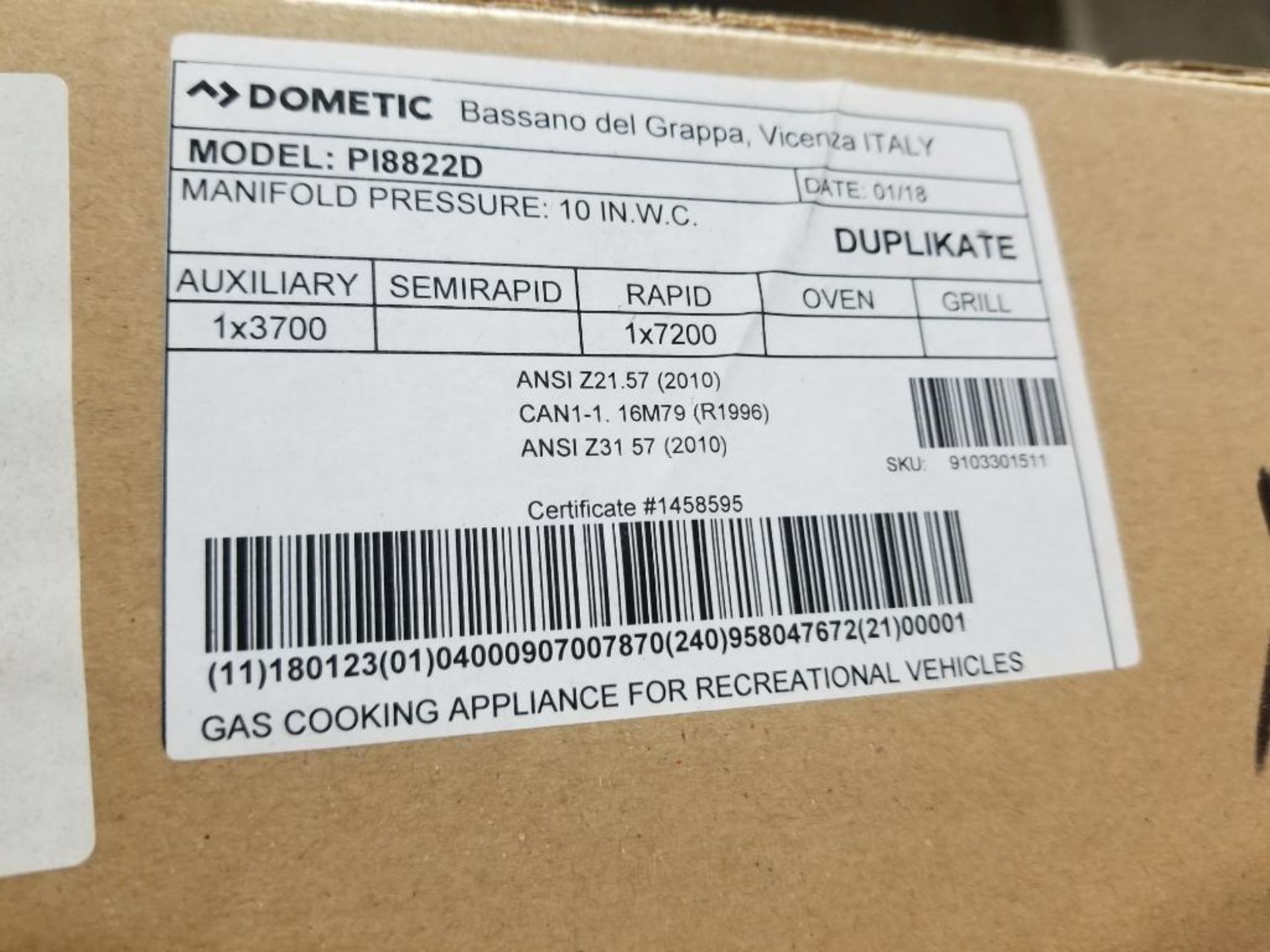 Qty 16 - Dometic drop in propane cooktop with closing cover. Part number PI8822 D. (4pk per box) - Image 3 of 4