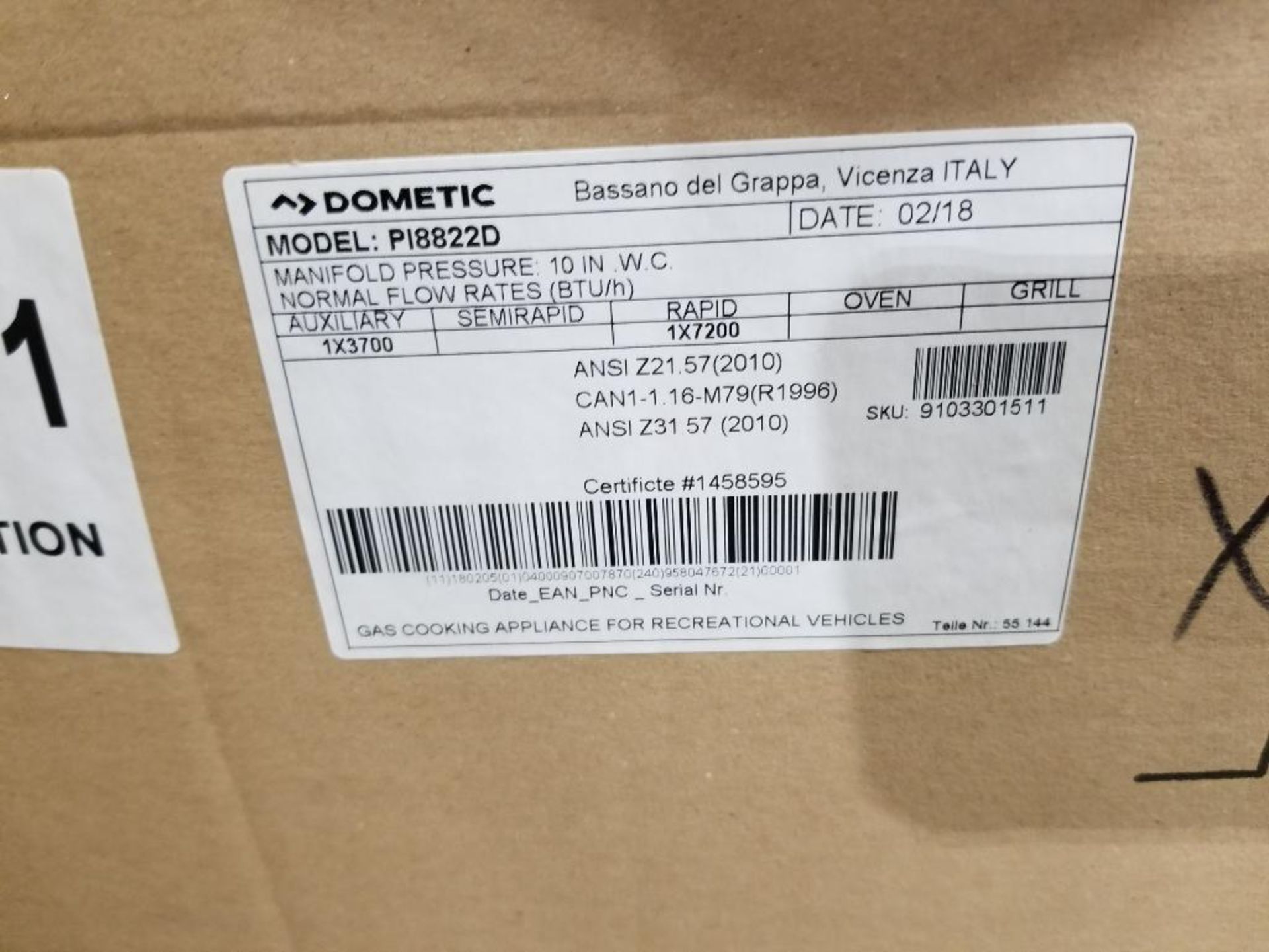 Qty 16 - Dometic drop in propane cooktop with closing cover. Part number PI8822 D. (4pk per box) - Image 3 of 5