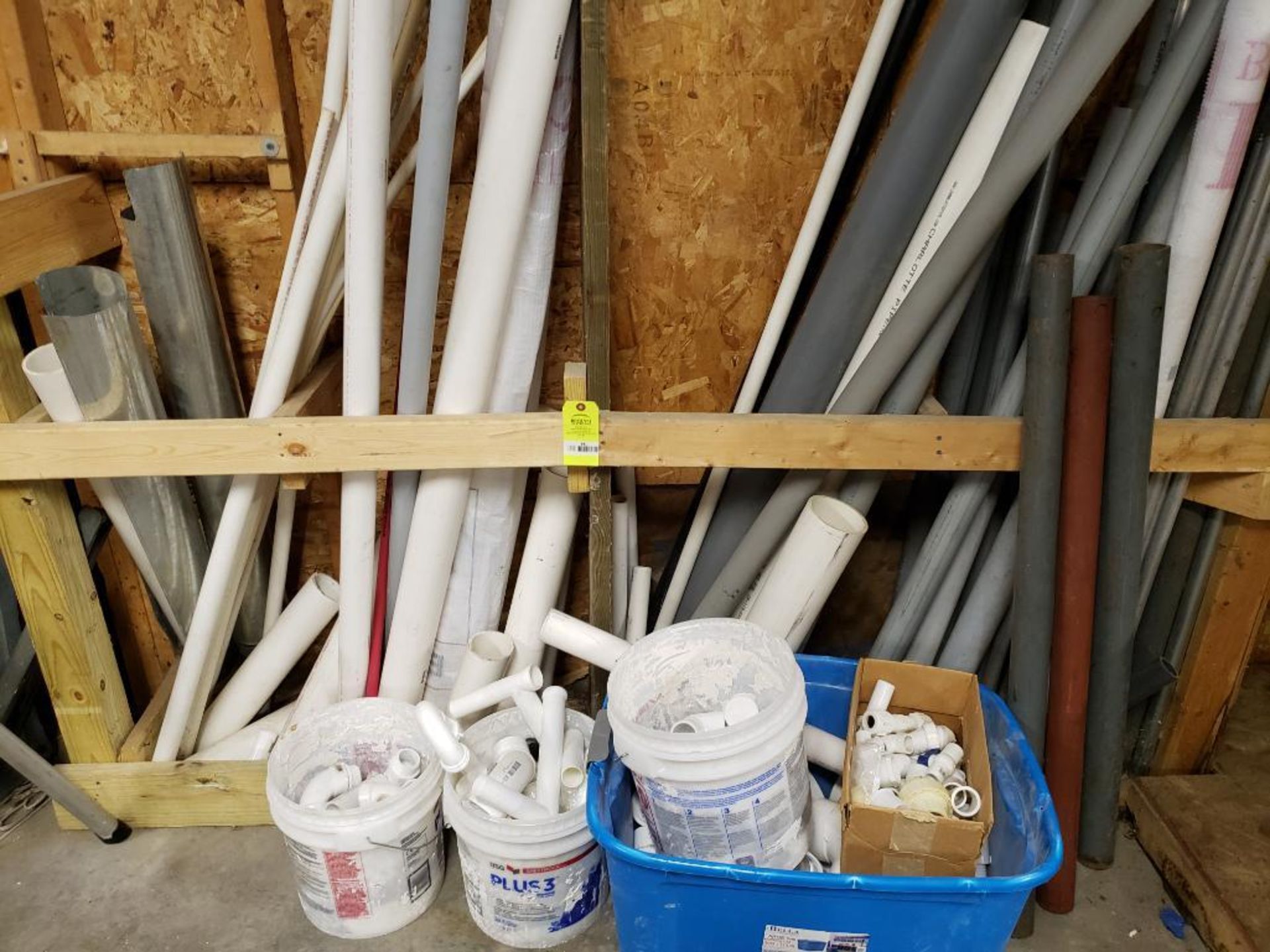 Large assortment of pvc tubing, fittings, pipes, etc.