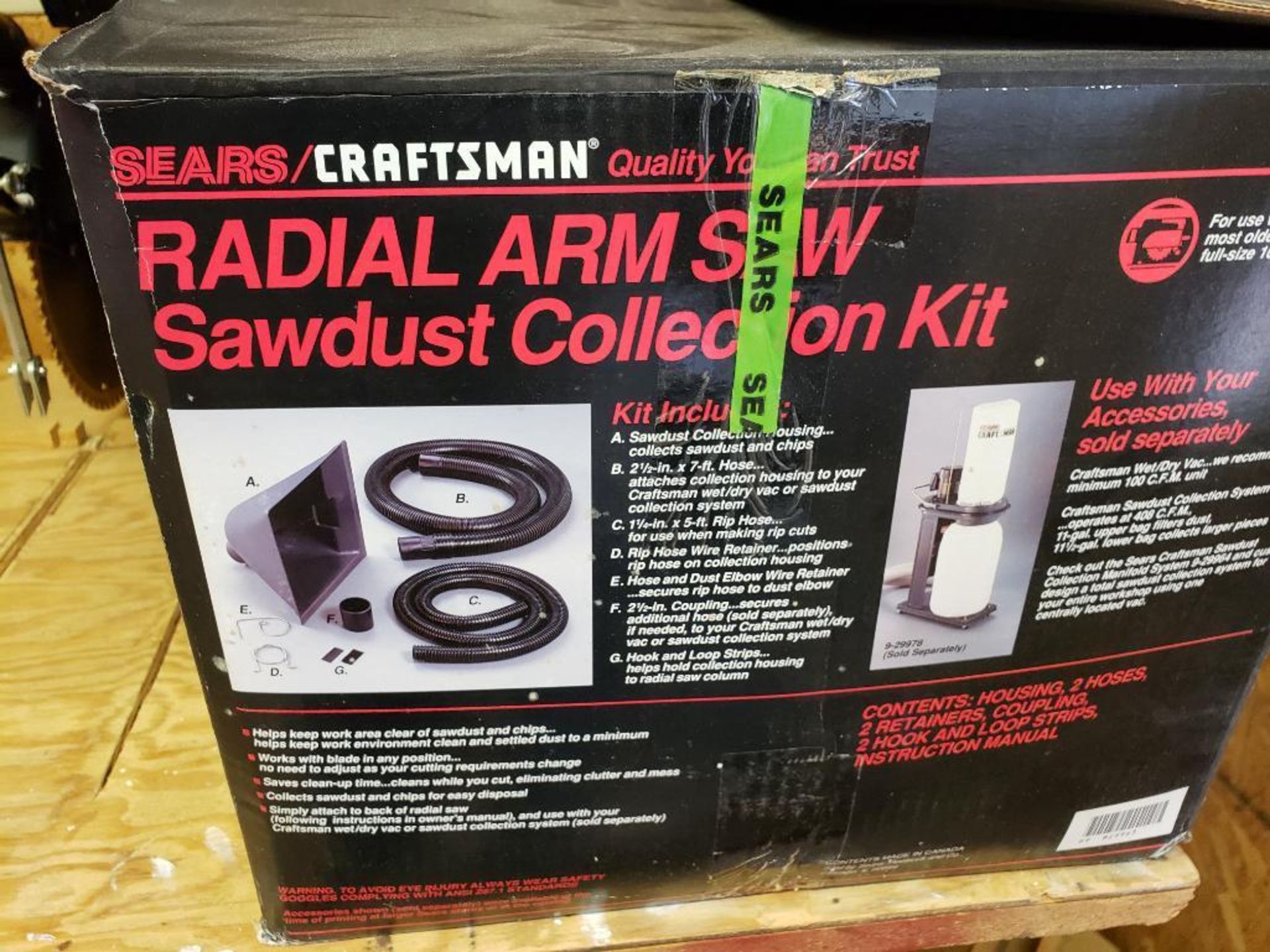 Craftsman radial arm saw. 10in blade.115v single phase. W/ dust collection kit. - Image 7 of 15