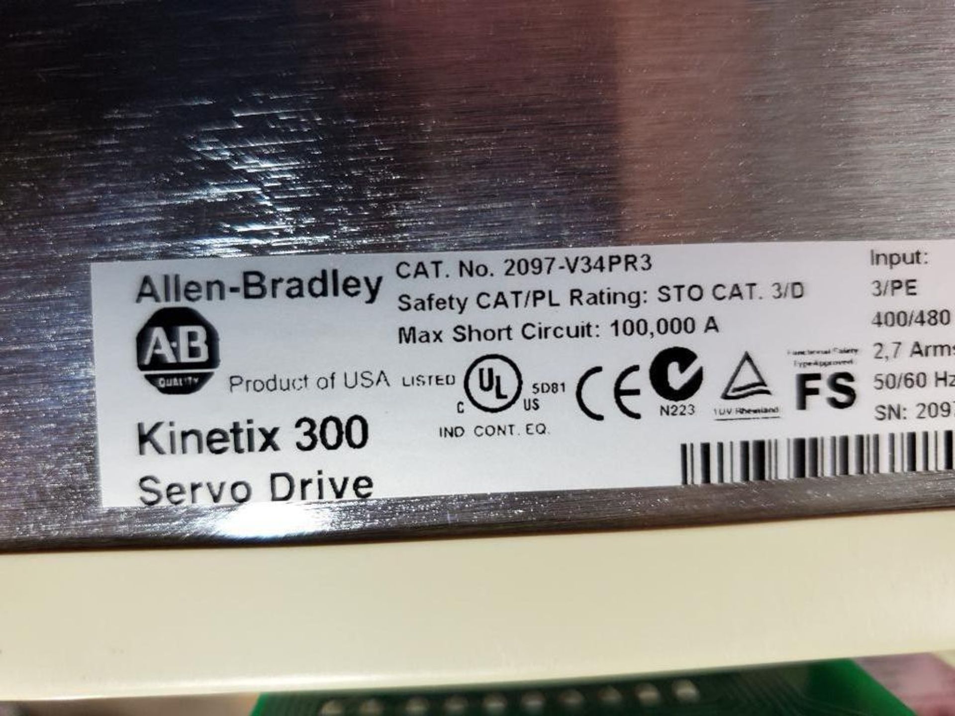 Allen Bradley Kinetix 300 drive. Catalog number 2097-V34PR3. - Image 3 of 6