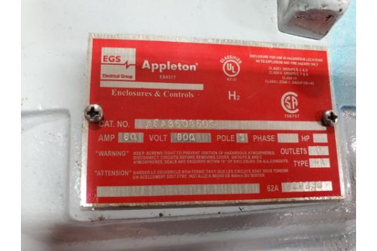 Appleton explosion proof switch. Catalog A6AB60860S. For a $15 fee this lot  can be prepared for f