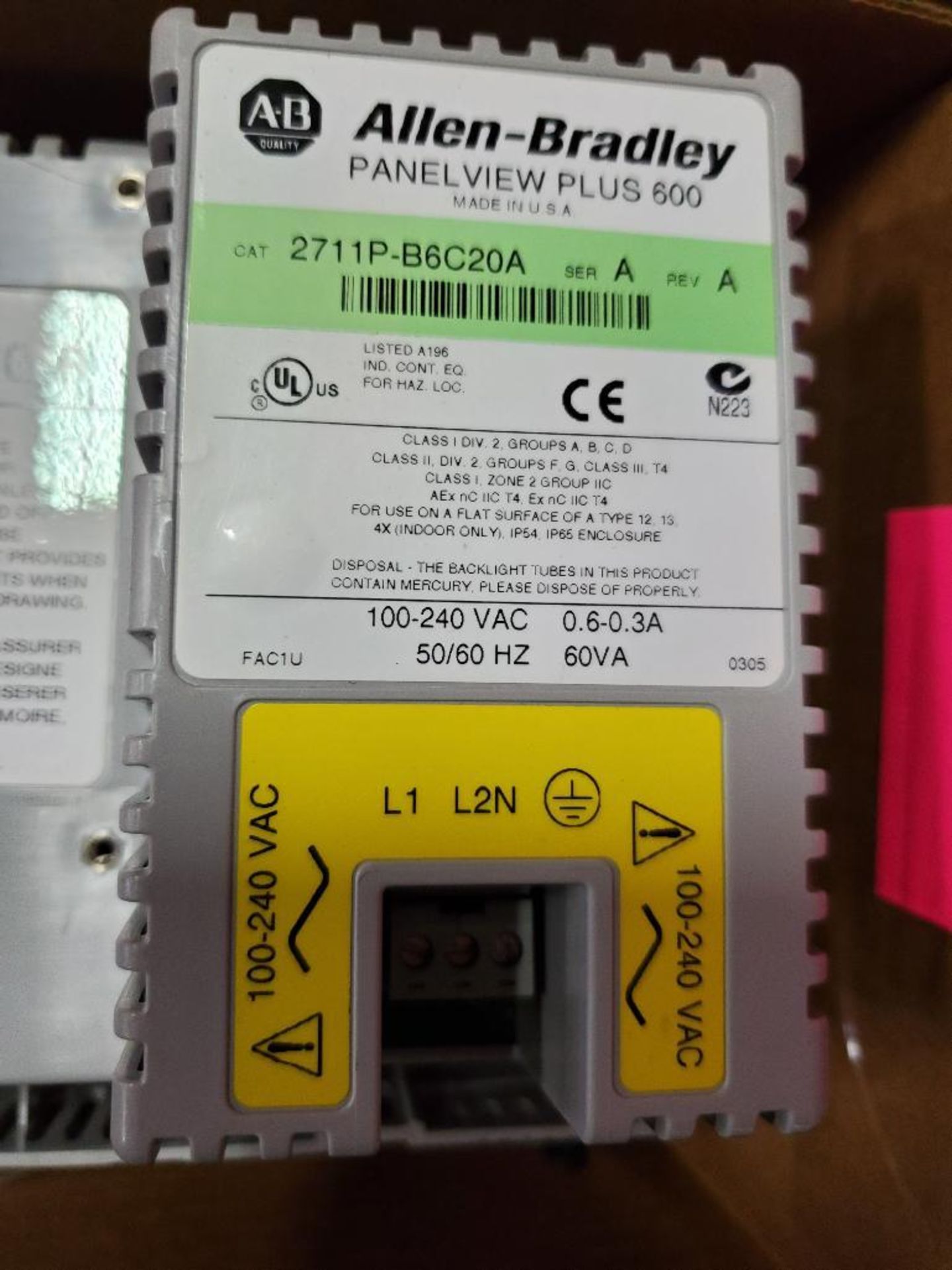 Allen Bradley Panelview Plus 600. Catalog number 2711P-B6C20A. - Image 7 of 7