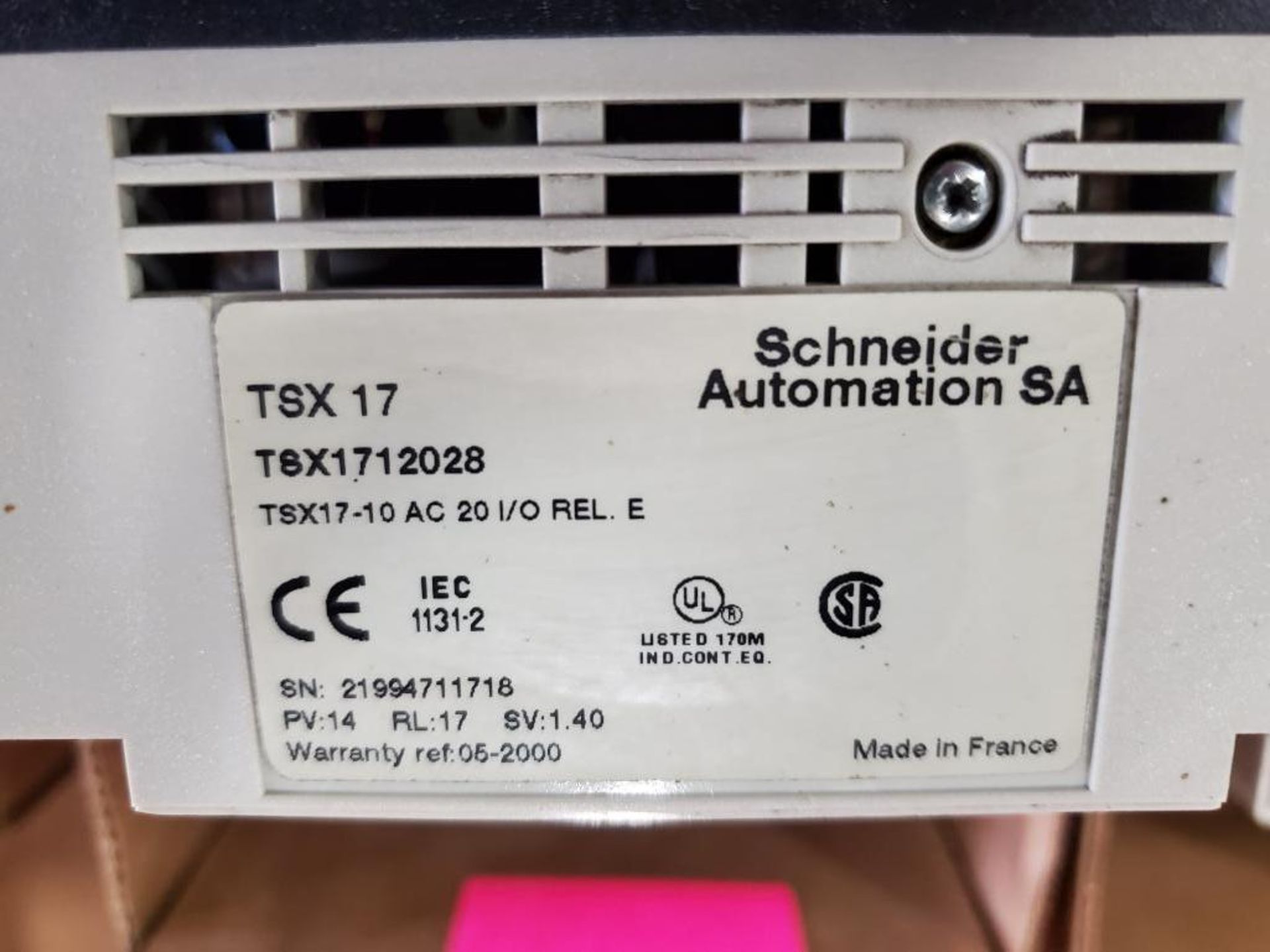 Telemecanique controller. Model number TSX17. Part number TSX1712028. - Image 3 of 4