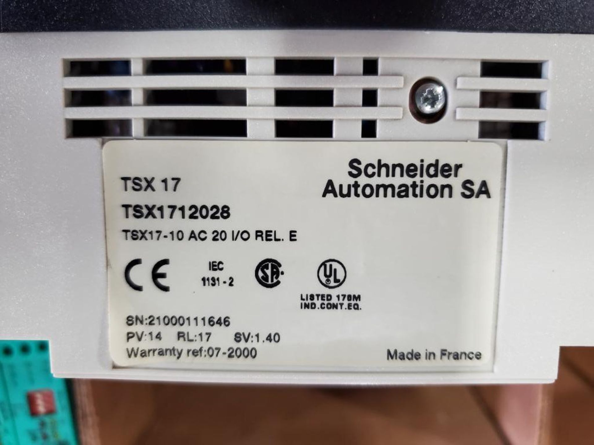 Telemecanique controller. Model number TSX17. Part number TSX1712028. - Image 3 of 4