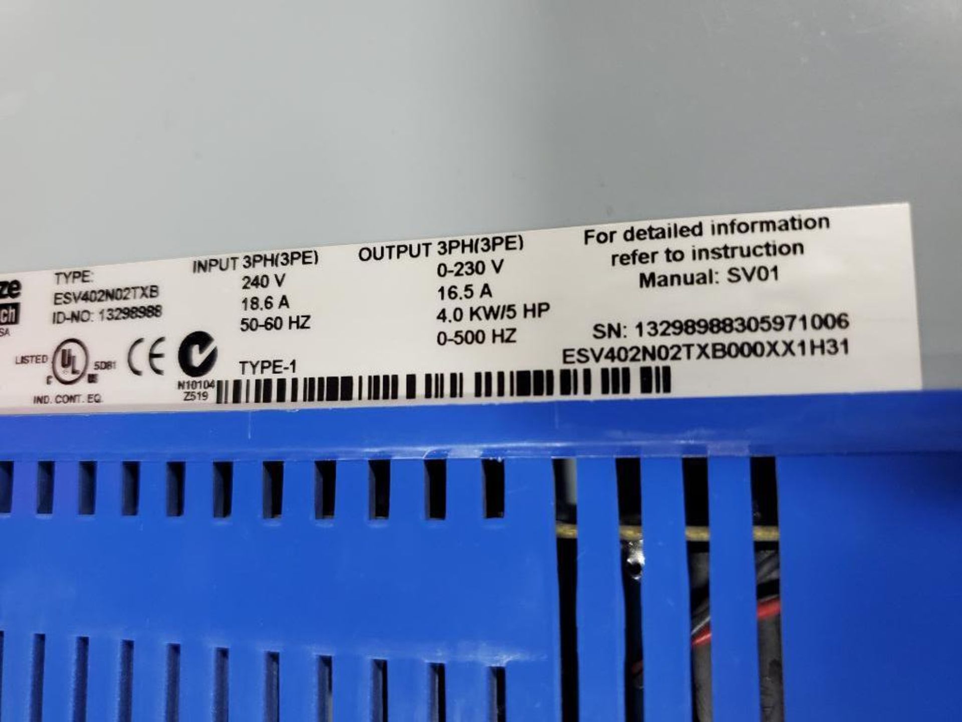 5hp Lenze AC Tech drive. Part number ESV402N02TXB. - Image 6 of 7