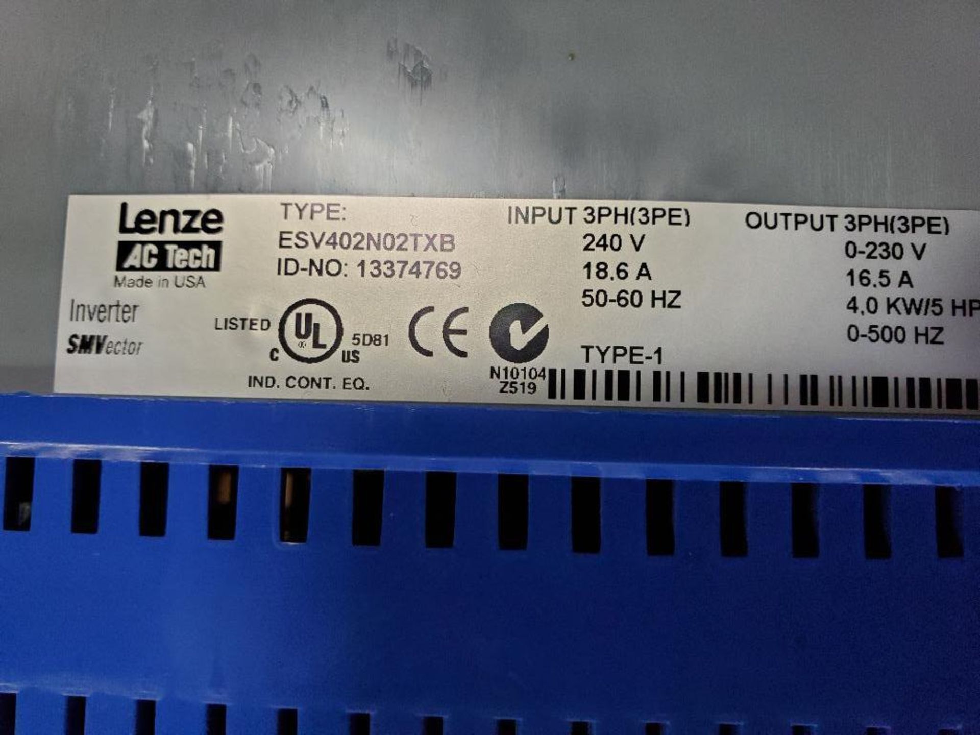 5hp Lenze AC Tech drive. Part number ESV402N02TXB. - Image 5 of 7