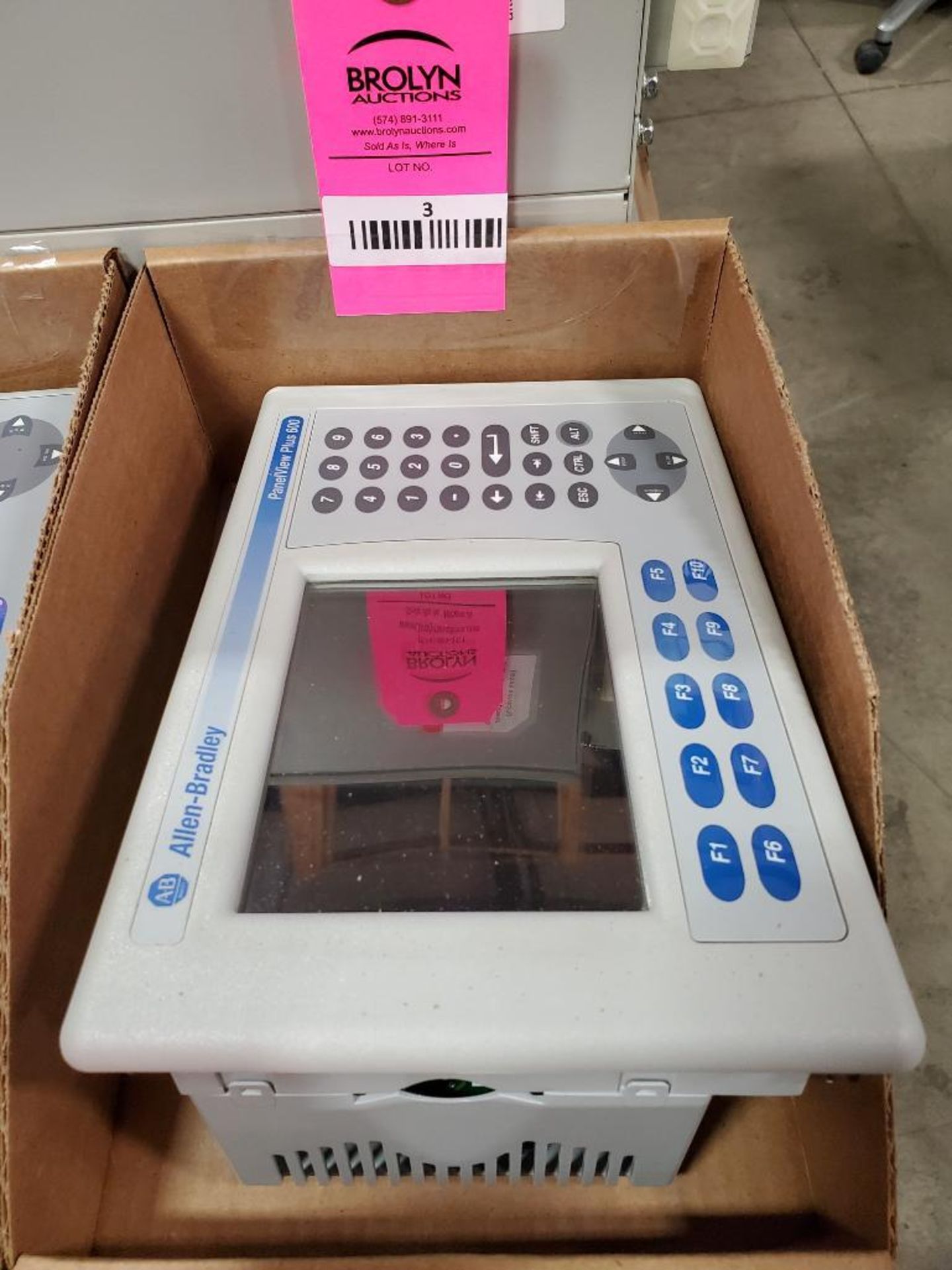 Allen Bradley Panelview Plus 600. Catalog number 2711P-B6C20A.