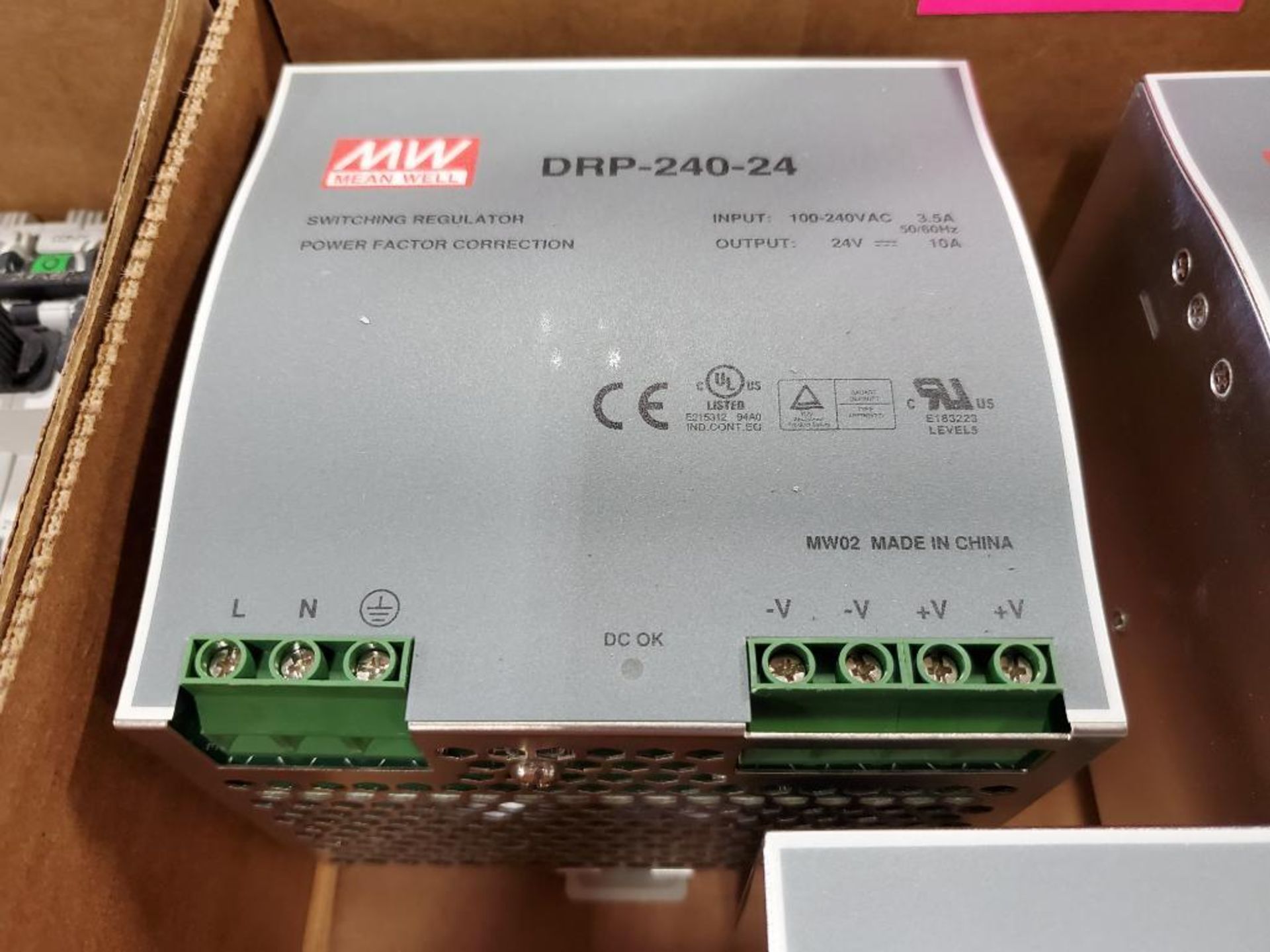 Qty 3 - Meanwell power supplies. Part number DRP-240-24. - Image 2 of 4