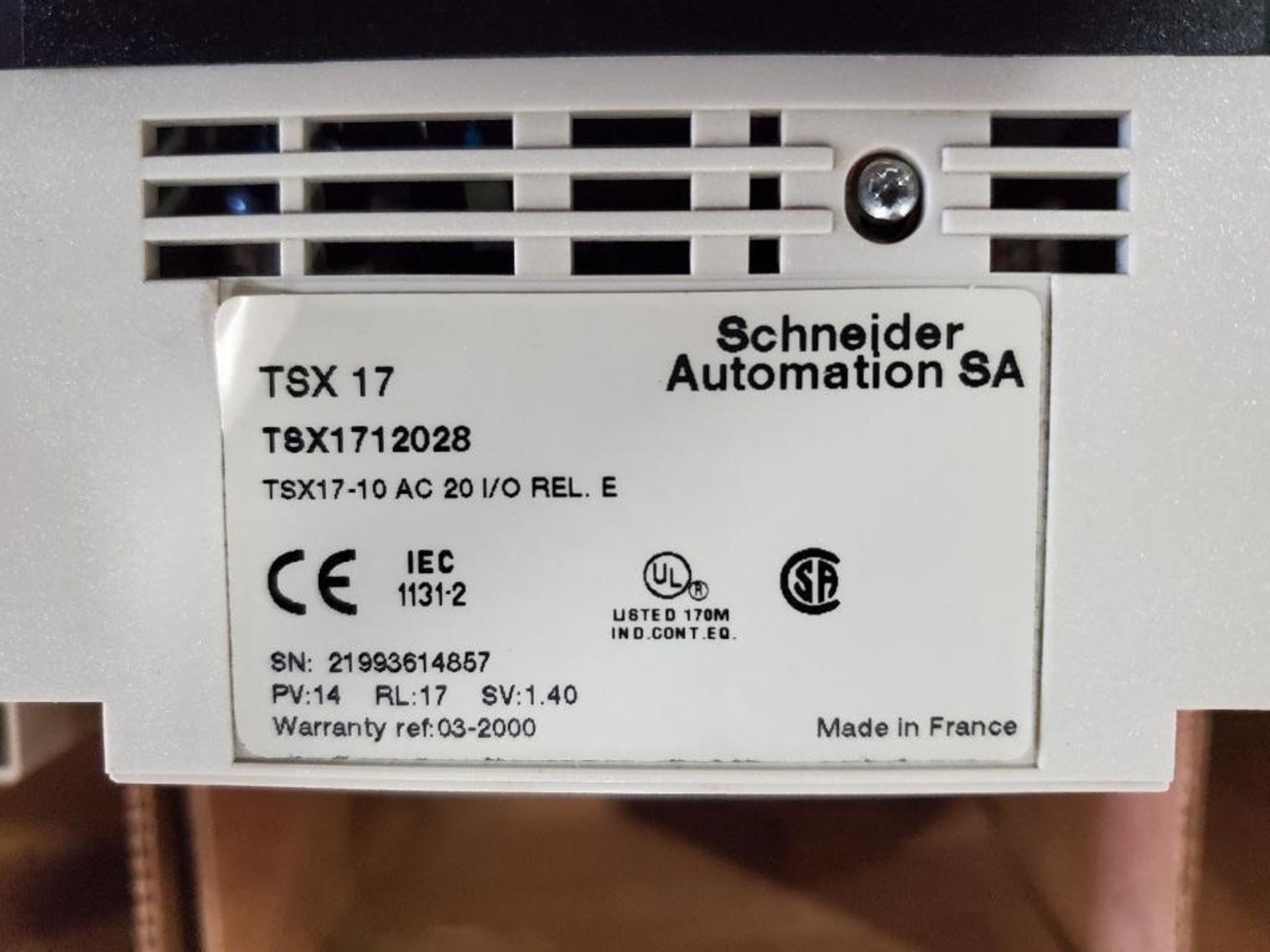 Telemecanique controller. Model number TSX17. Part number TSX1712028. - Image 3 of 4