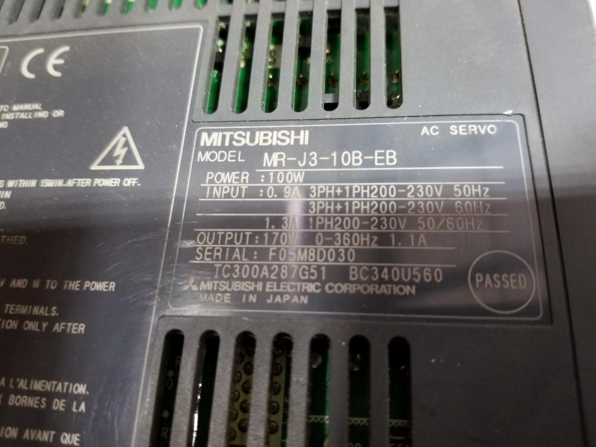 Mitsubishi MELSEC MR-J3-10B-EB ac servo drive. 100W. - Image 5 of 5